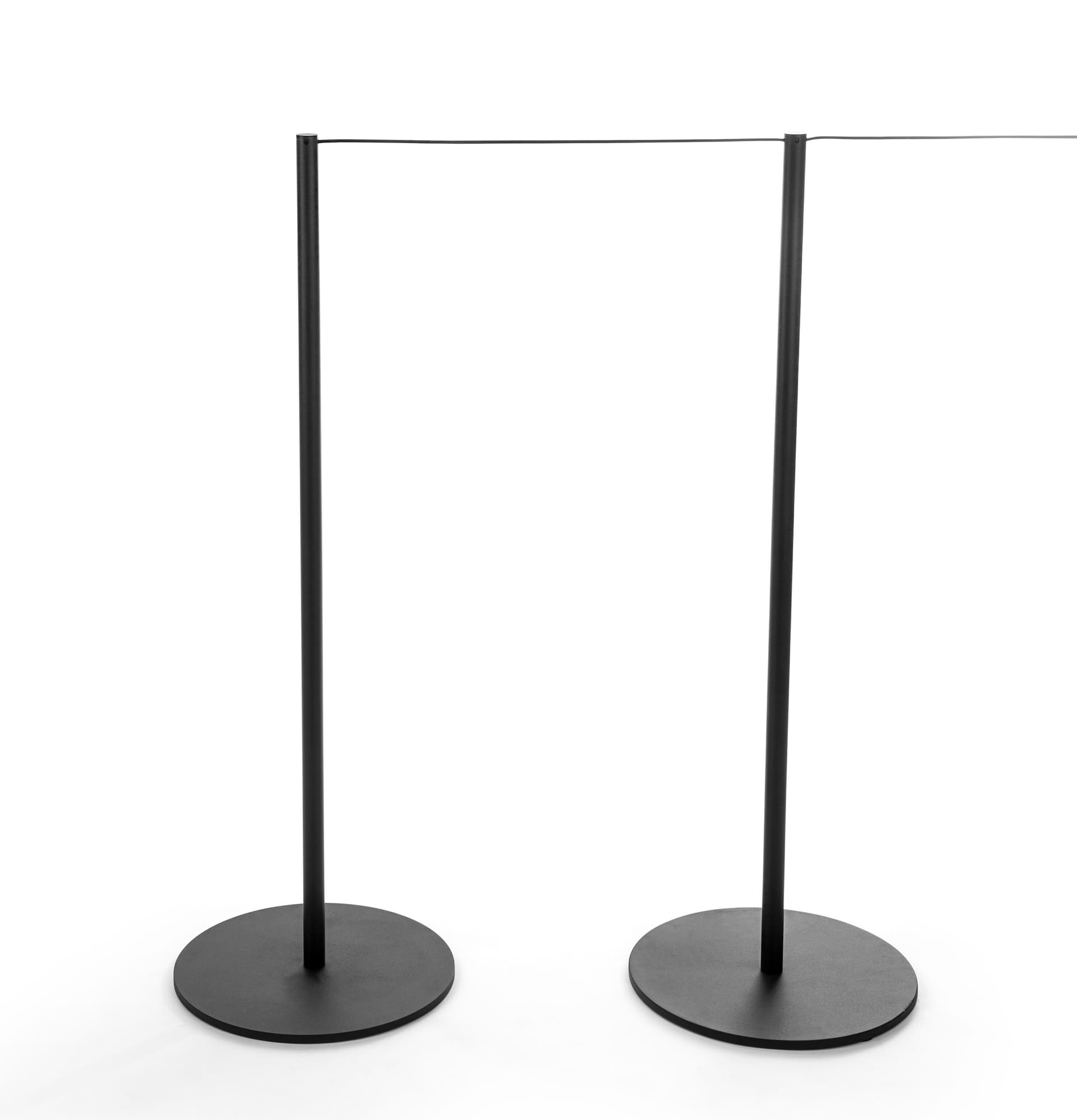 2 Connected Posts in the 10-Stanchion Black Museum Barrier System