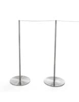 Connected Floor Poles of the 8-Barrier Silver Gallery Stanchion Set