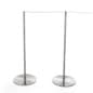 Set of (8) QueuePole Slim 39” Stanchion Posts w/ 100’ Gray Elastic Cord - Silver