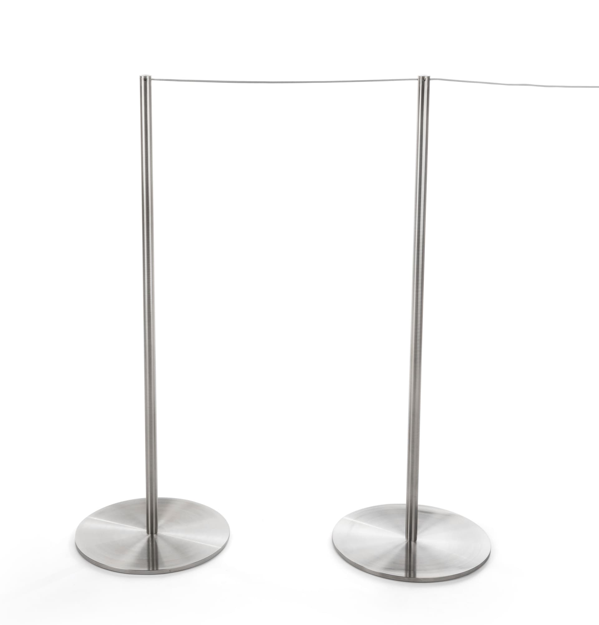 2 Attached Posts and Rope of the 10-Stanchion Silver Museum Barrier Set