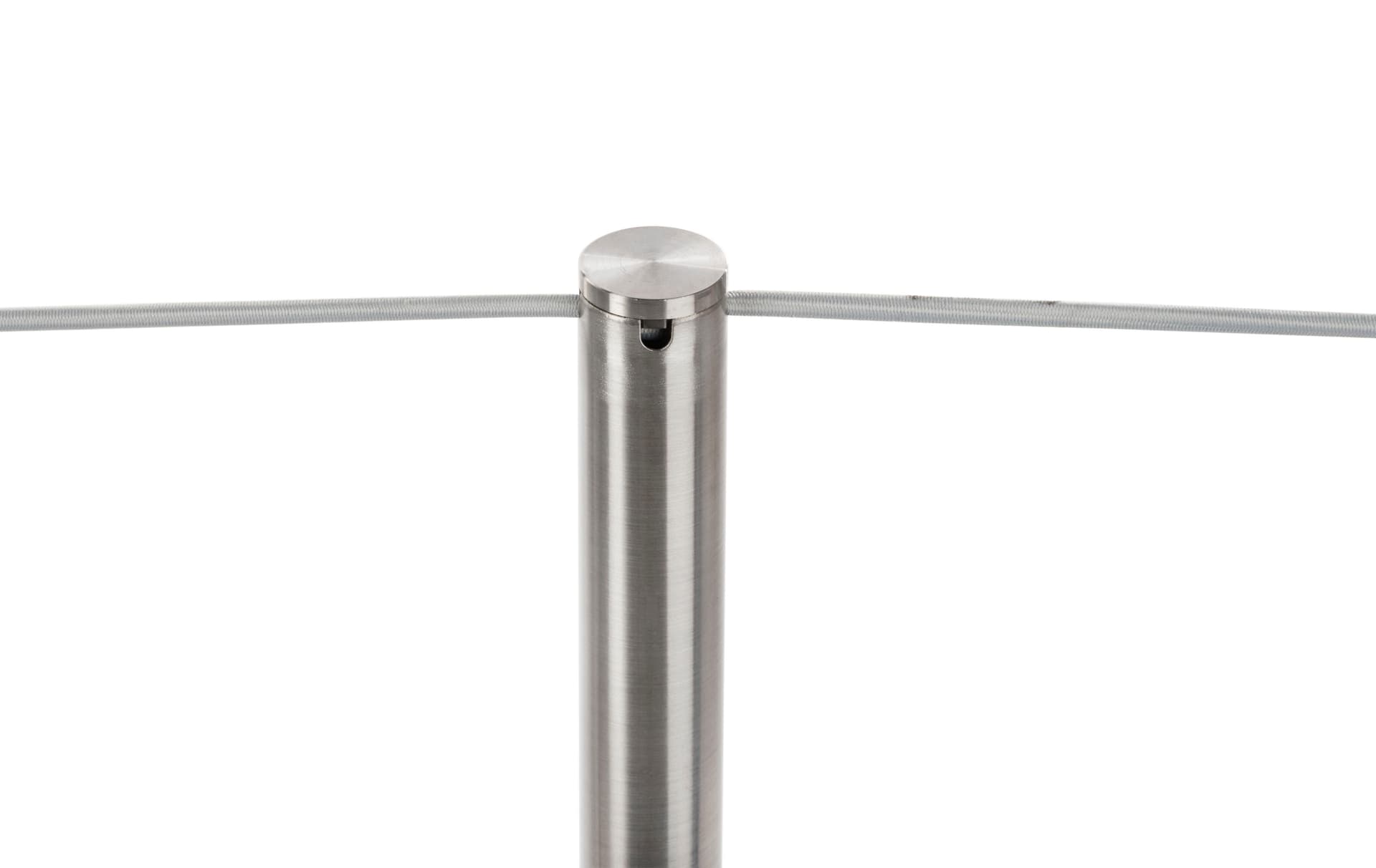 Close Up of Post Top of the 10-Stanchion Silver Museum Barrier Set