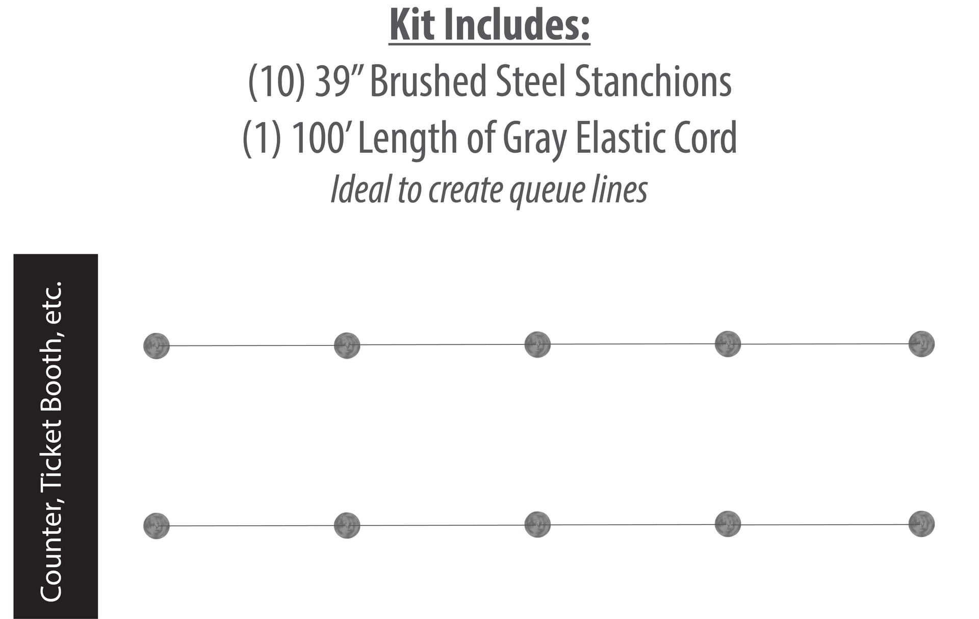 Overall Layout of 10-Stanchion Silver Museum Barrier Set