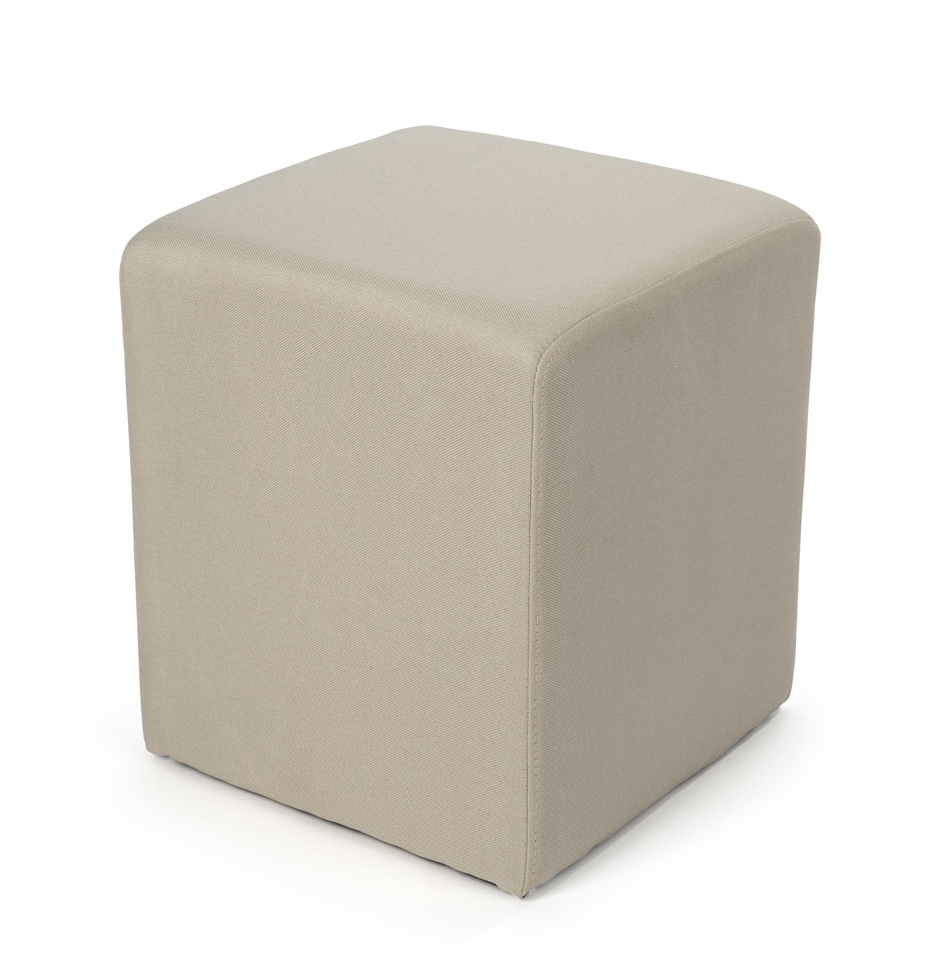 Custom printed cube seating set has natural color upholstery