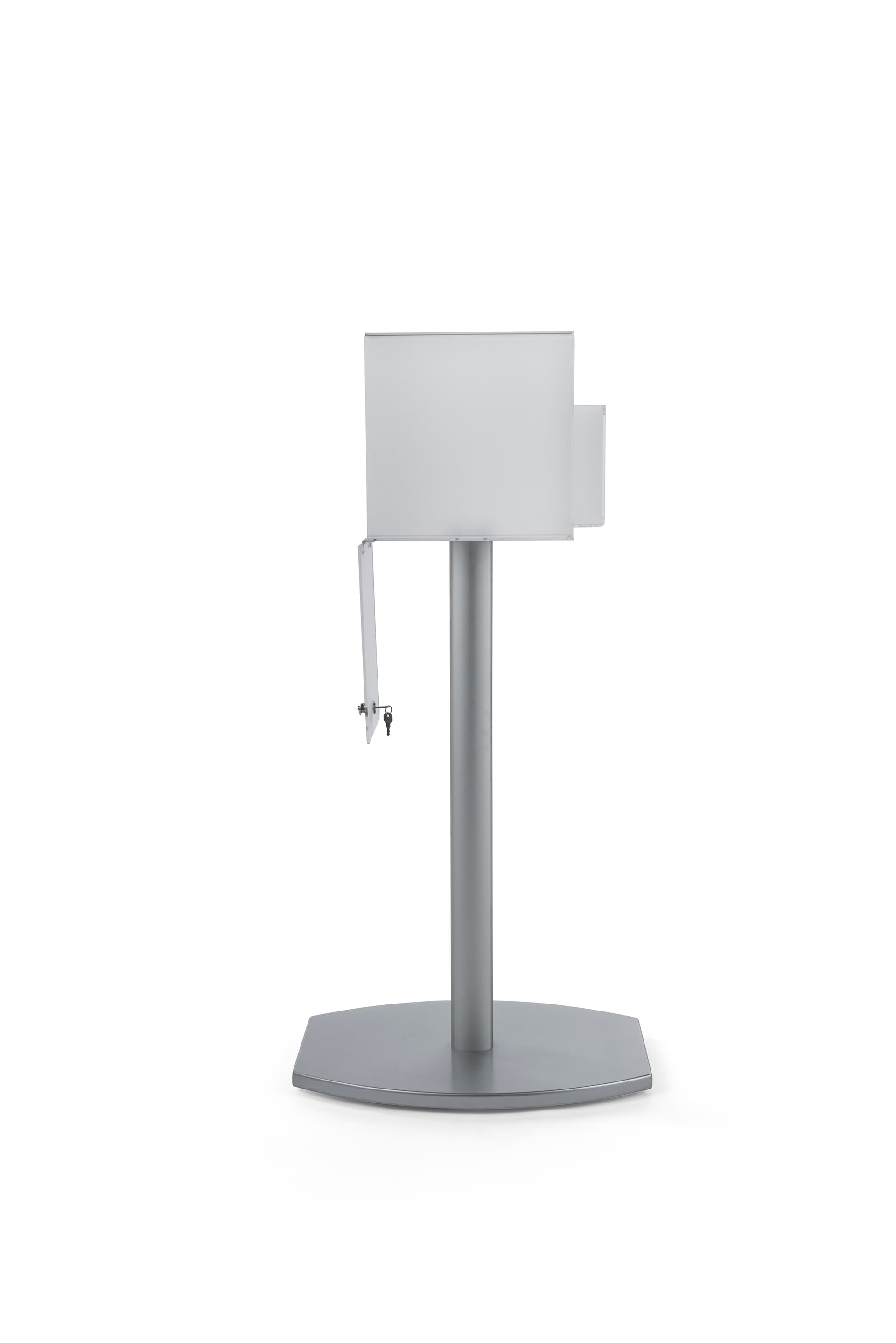 Pedestal suggestion box stand with lock and large rear door