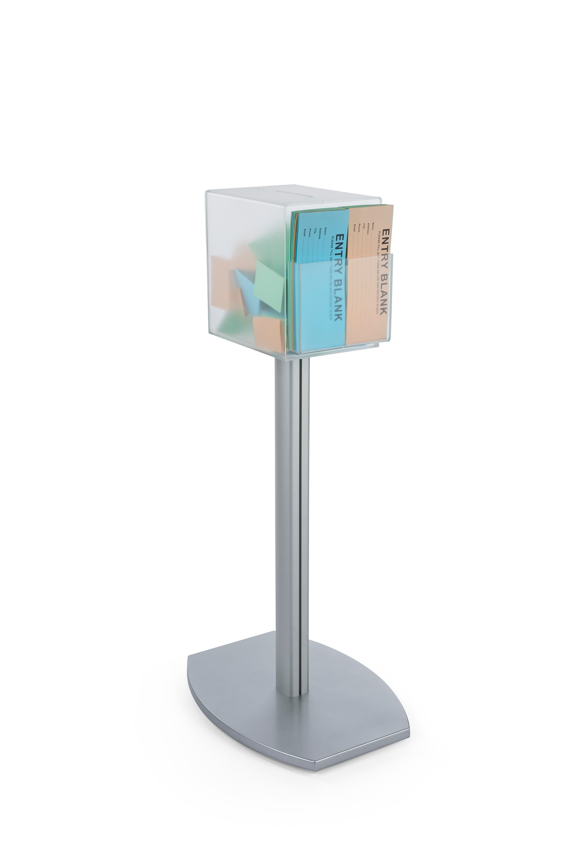 Pedestal suggestion box stand with lock and large top slot