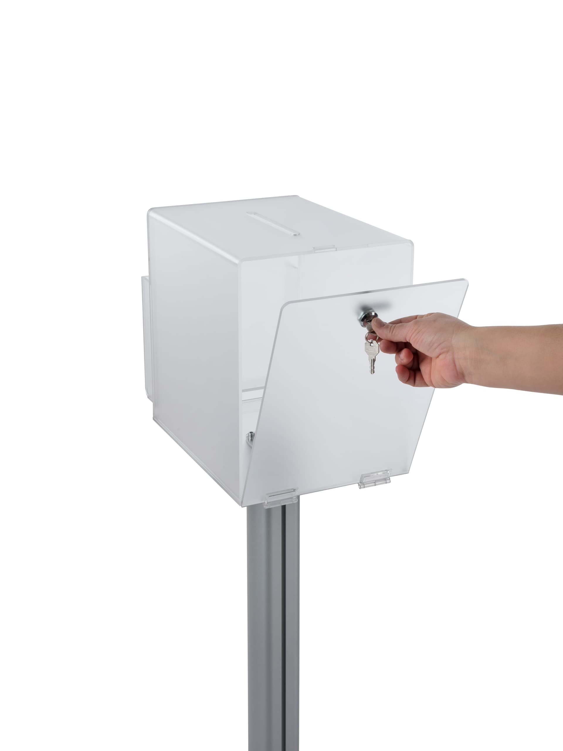 Pedestal suggestion box stand with lock for donations 