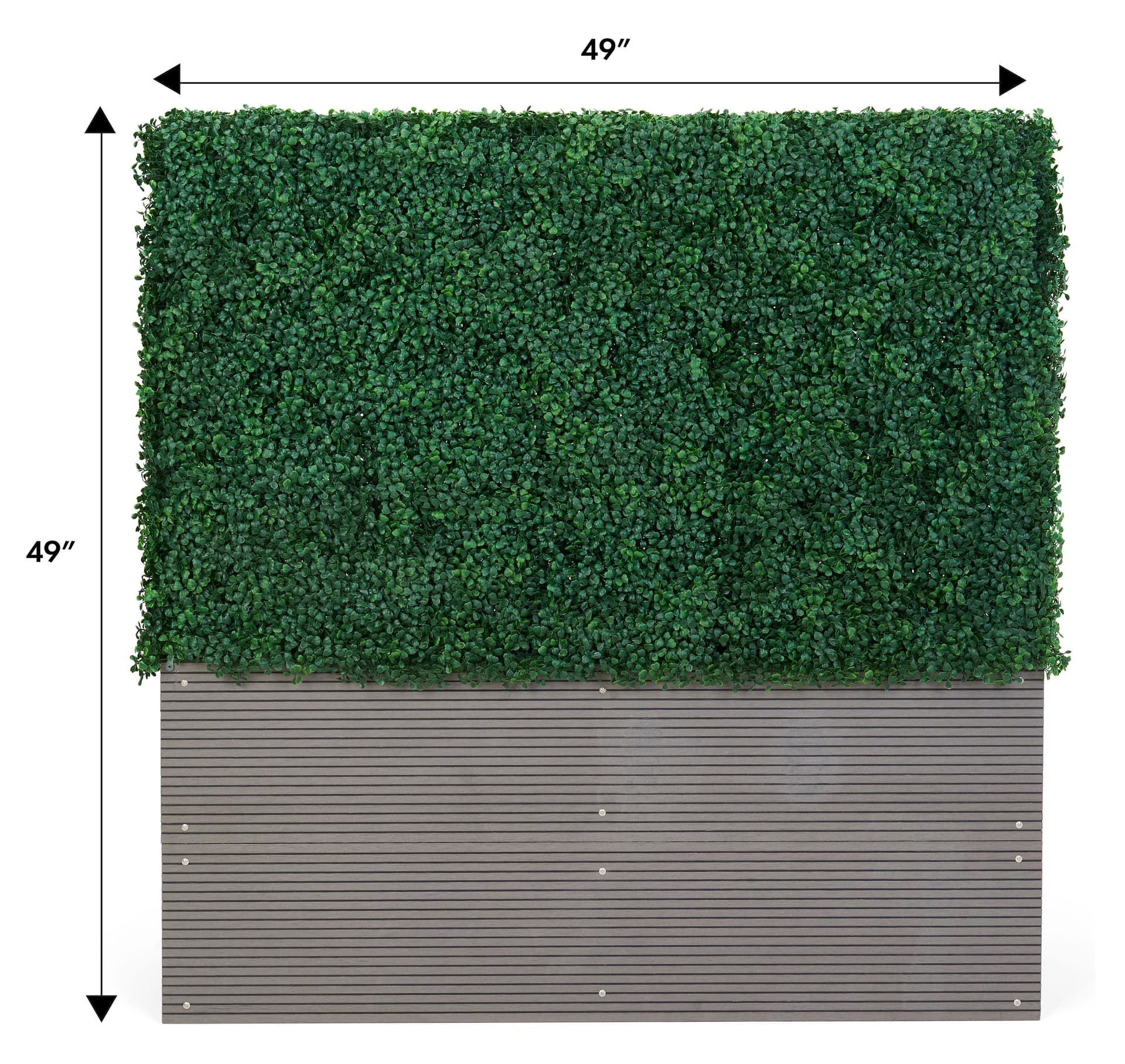 Artificial boxwood hedge with planter box with sleek and modern design