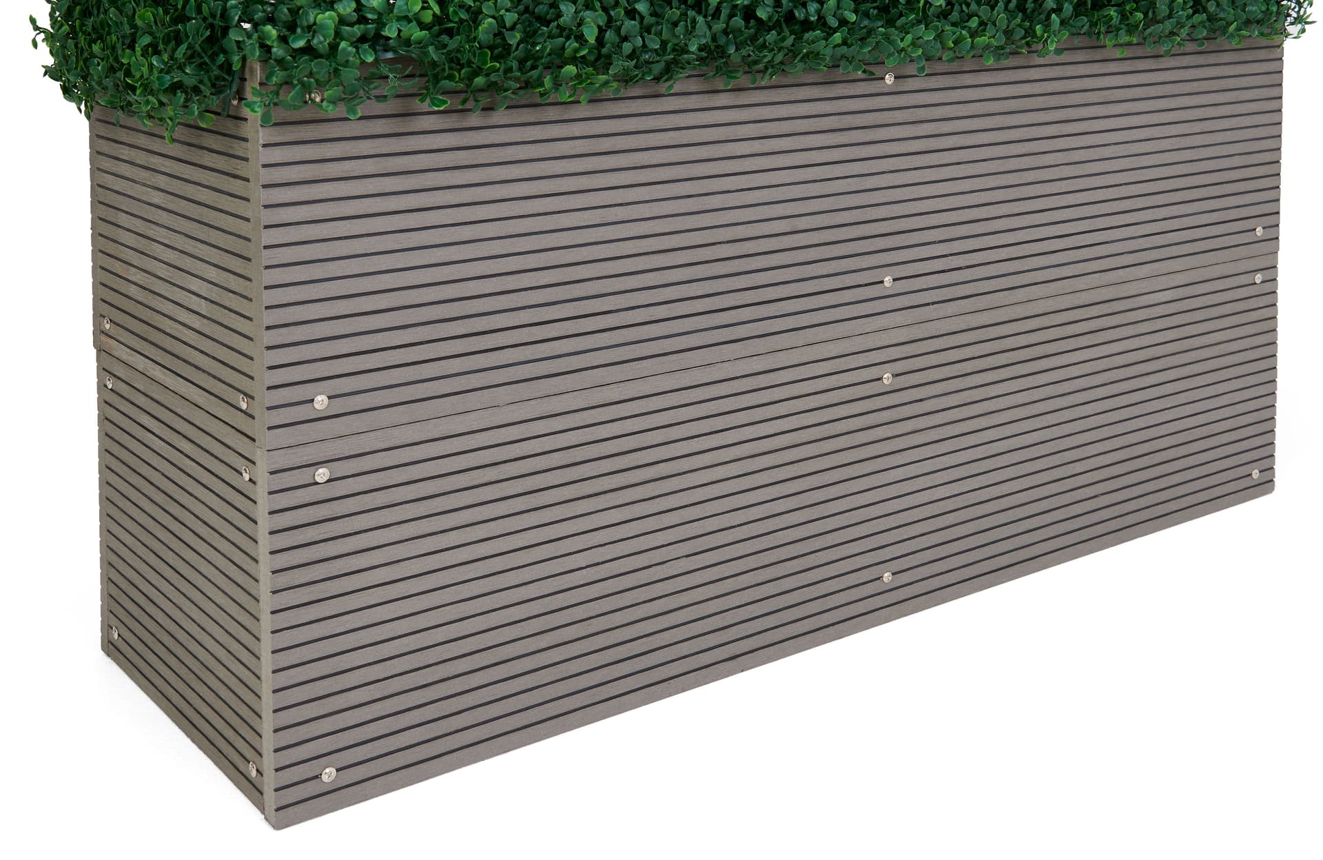 Artificial boxwood hedge panels with durable weather resistant base