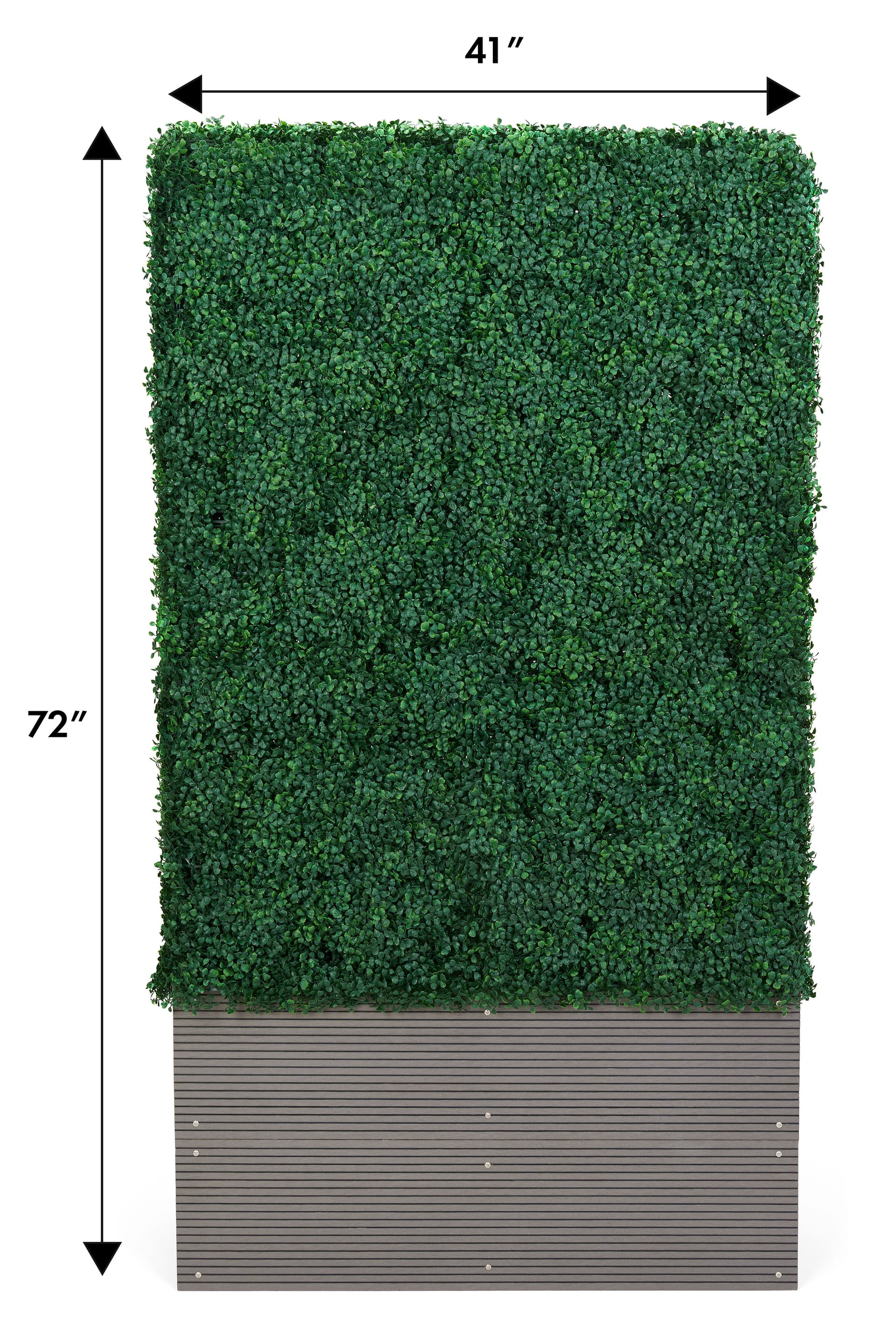 Artificial boxwood hedge panels with 72 inch by 41 inch build
