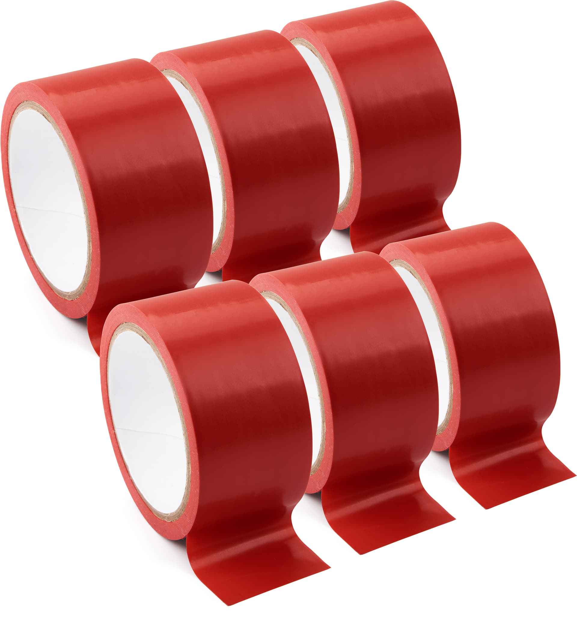 Red vinyl floor tape will adhere to cement floors