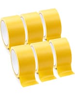 Yellow vinyl floor tape adheres to wood