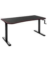 Adjustable computer desktop with detachable height adjusting crank 