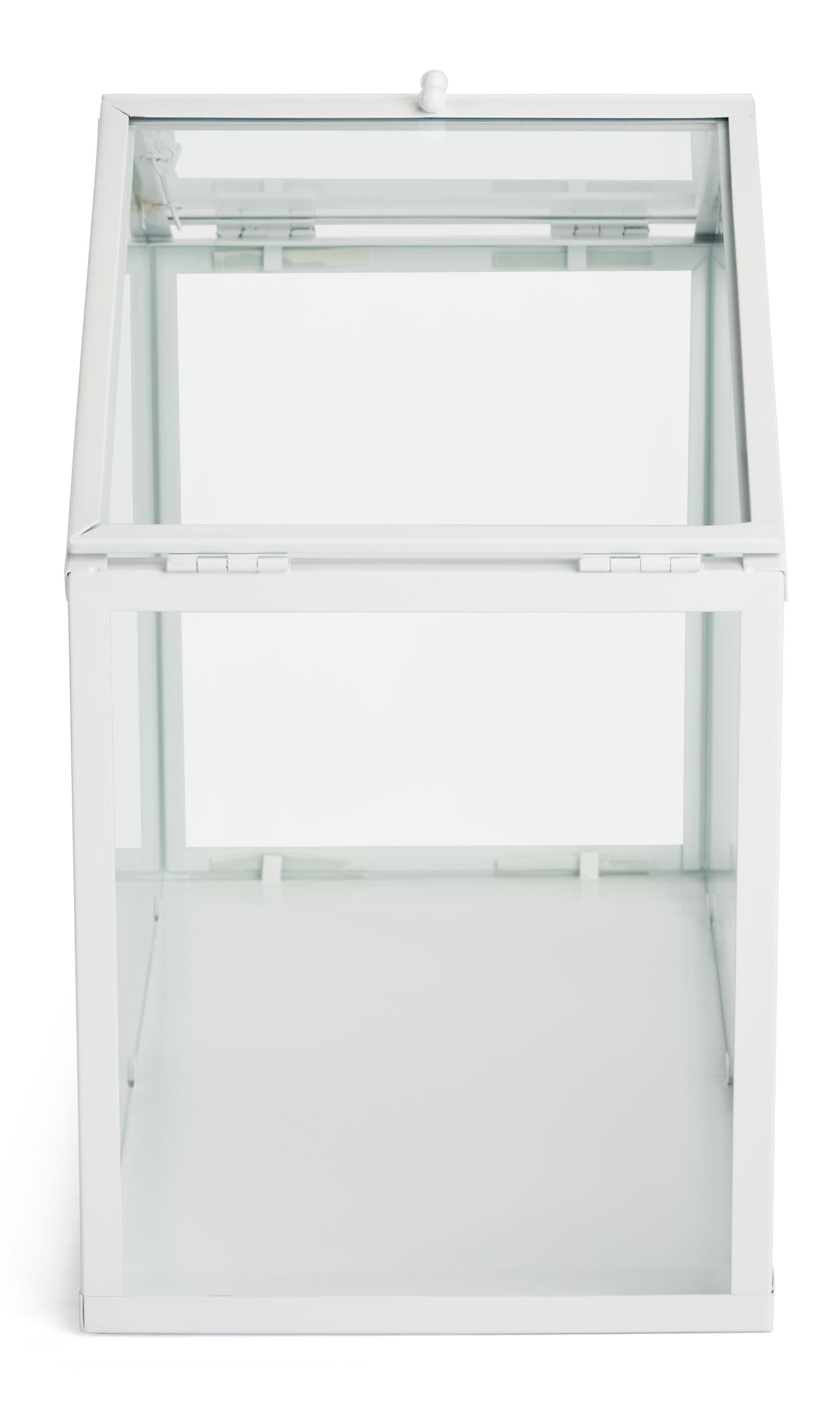 Glass wedding money card box with two latched door openings 