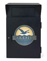 Custom stick-on graphic for FDHDBBF1 drop box with weather resistant design