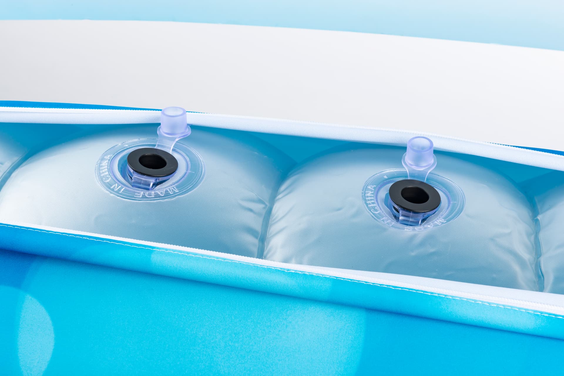 branded inflatable sofa with two quick release plugs
