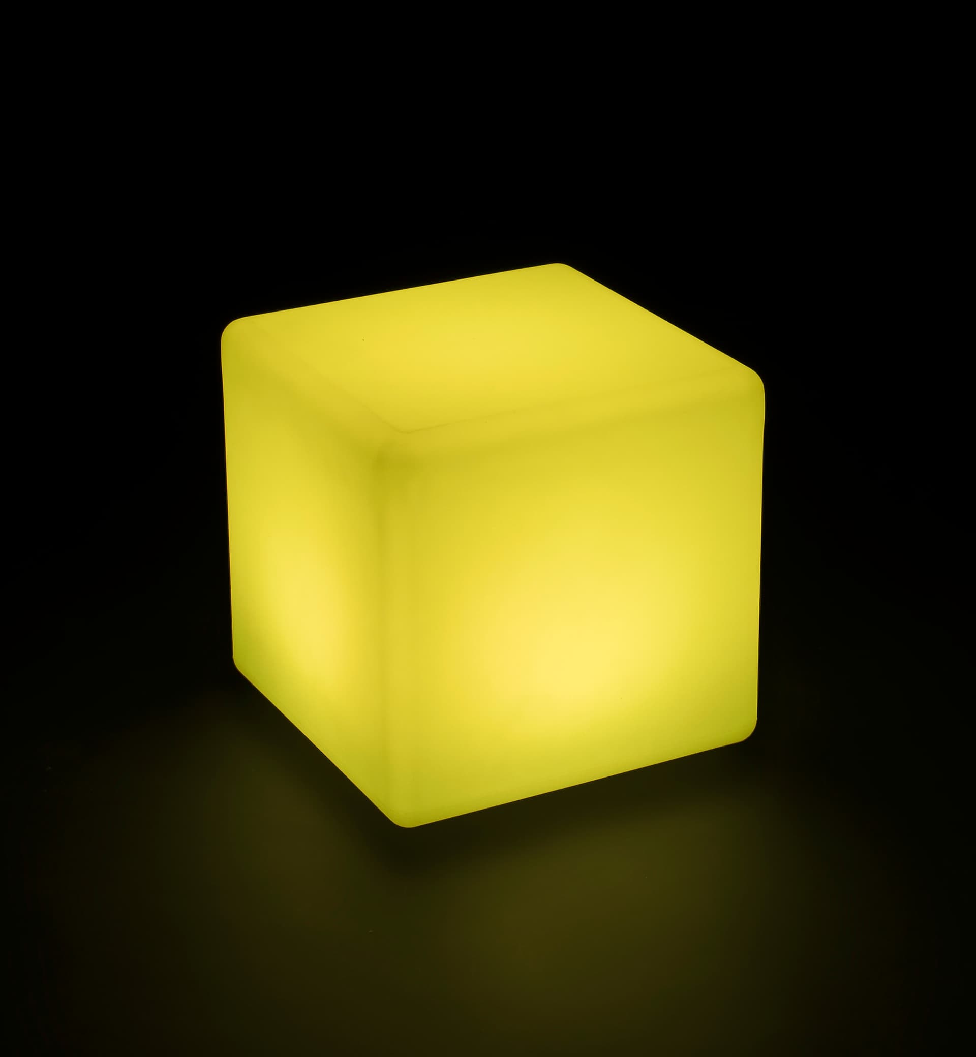 Light Up Cube Table Stool in Yellow Light