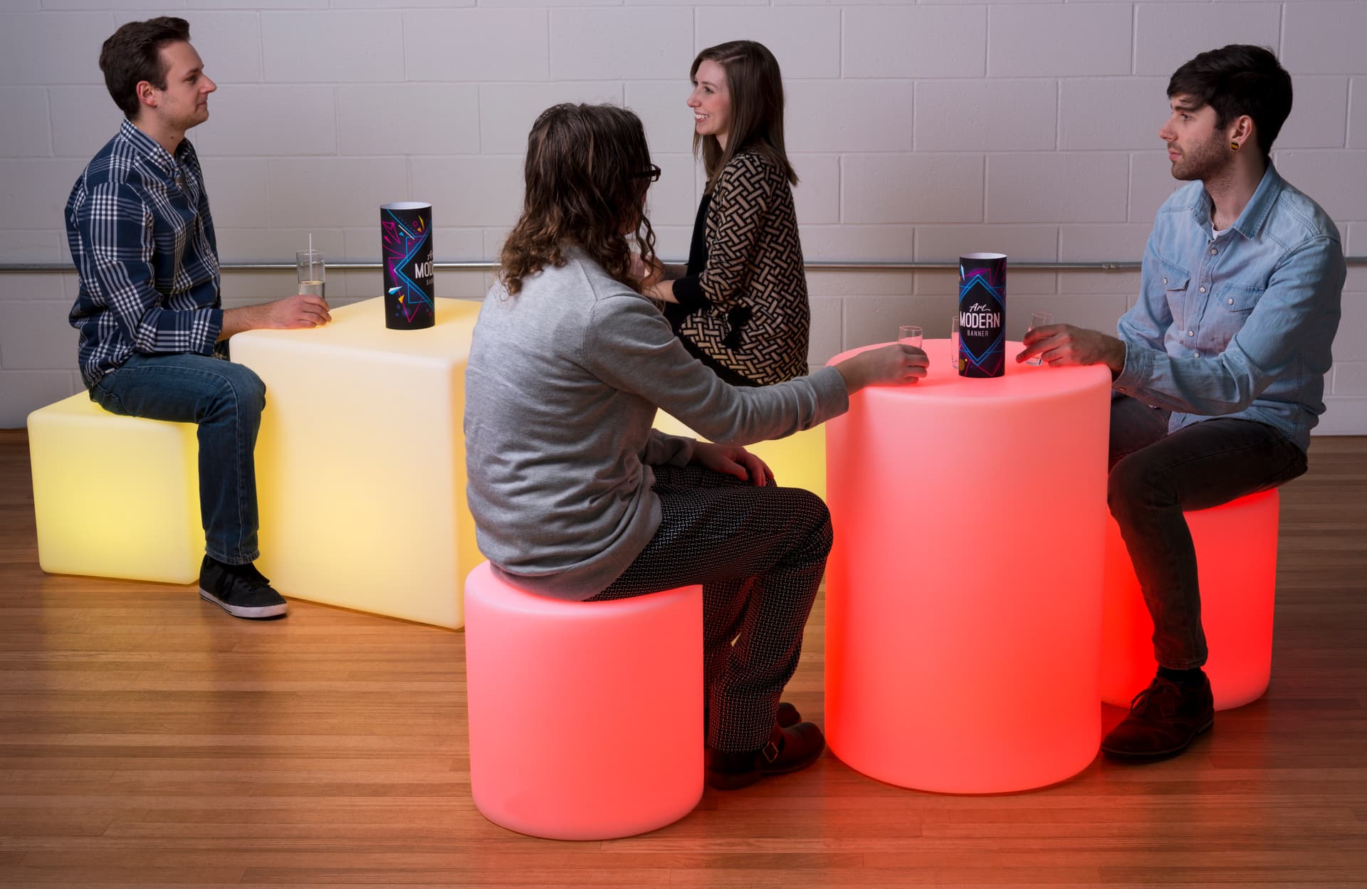 Light Up Cube Table Stool with Rechargeable Battery