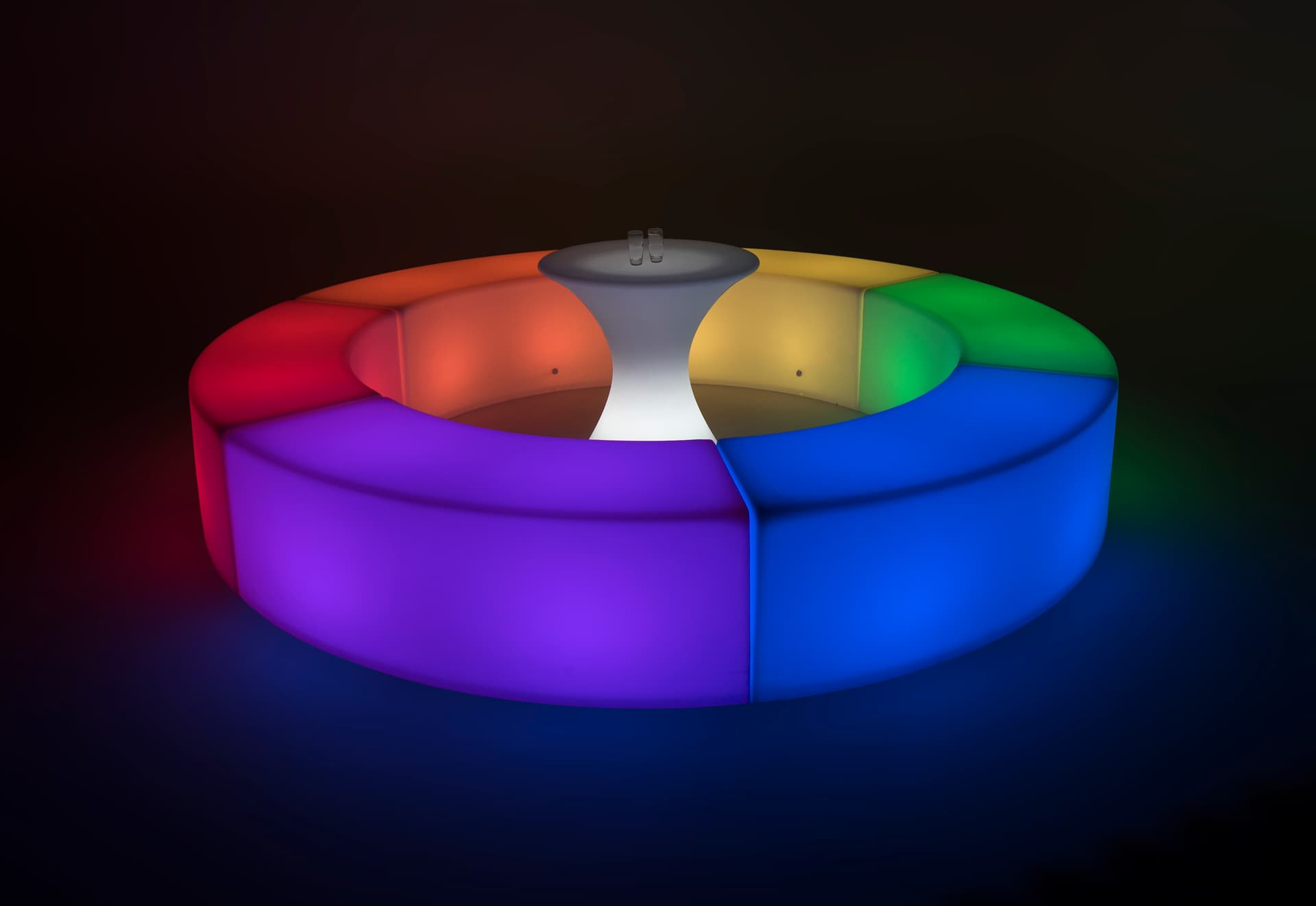 LED serpentine bench versatile seating