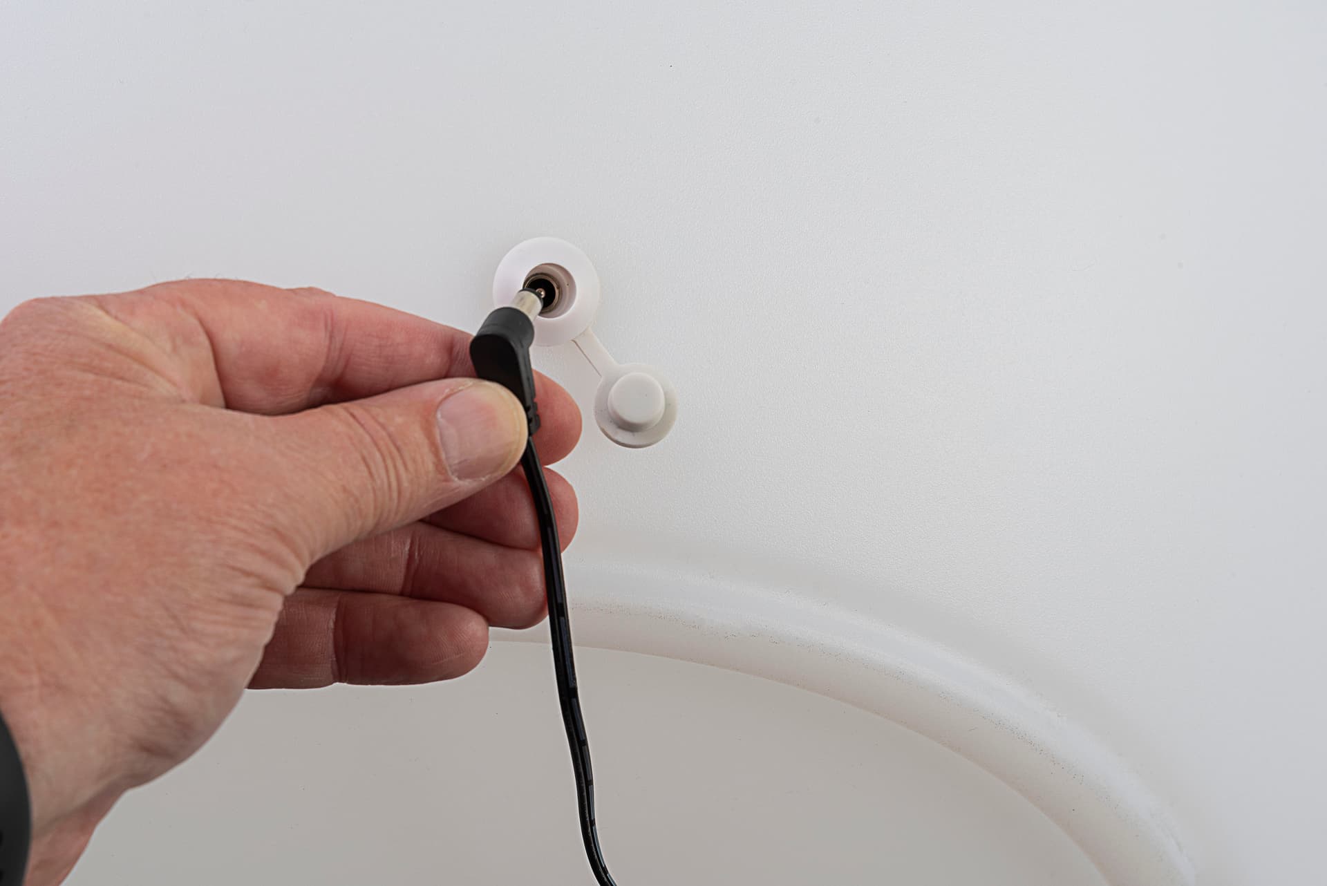 Half-moon LED cocktail table with 60 inch charging cord
