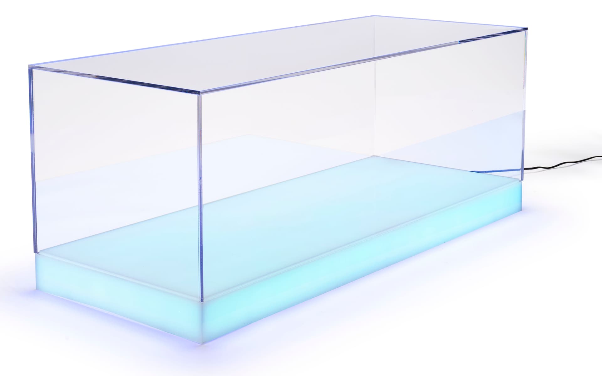 Lighted acrylic display case with multiple color transations