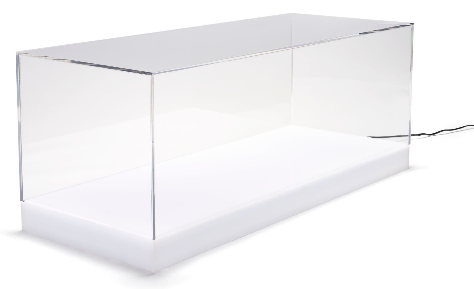 Lighted acrylic display case with base illumination turned off