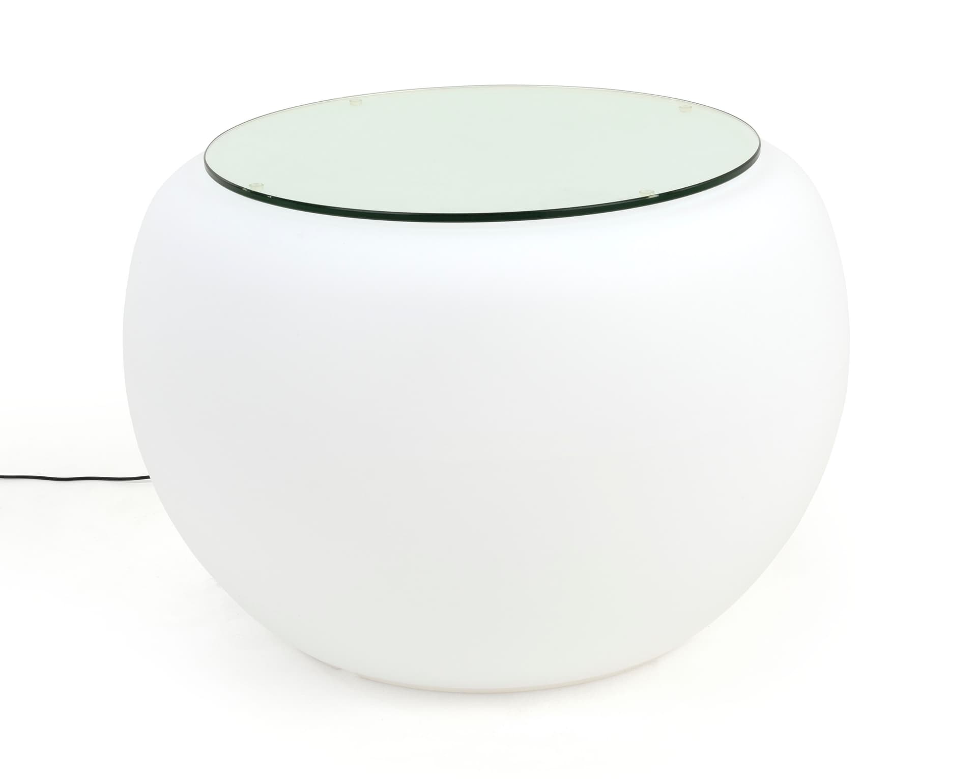 LED round coffee table with glass top