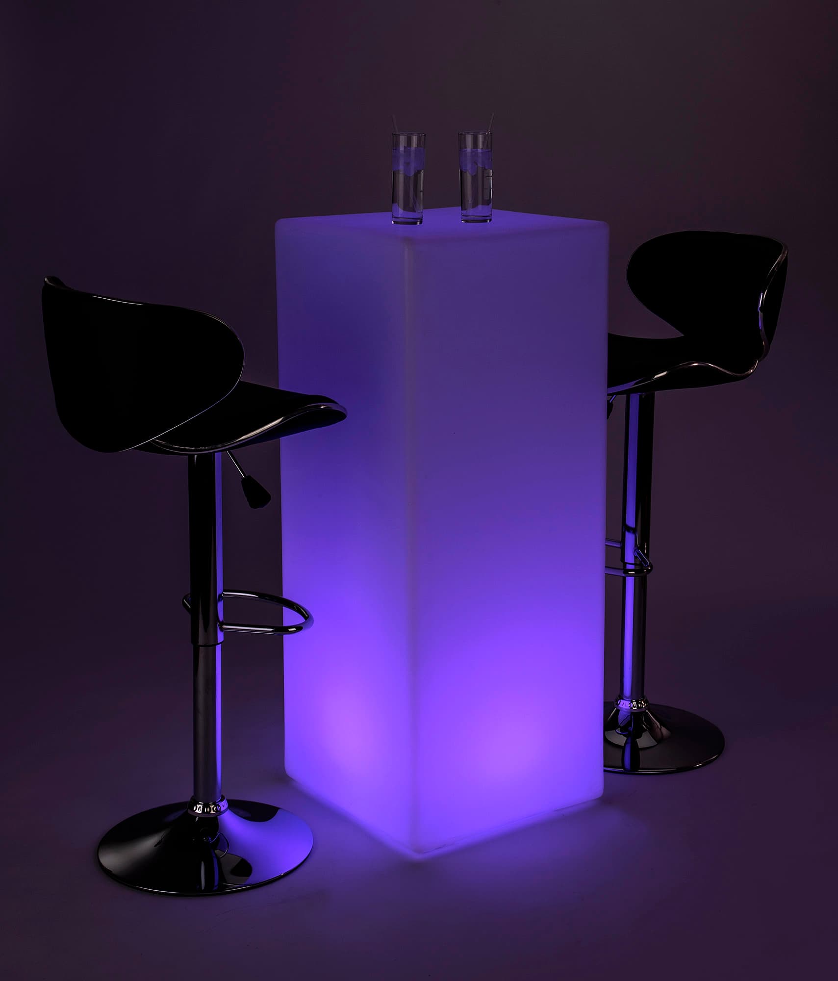 LED tall boy bar table set with 16 color settings