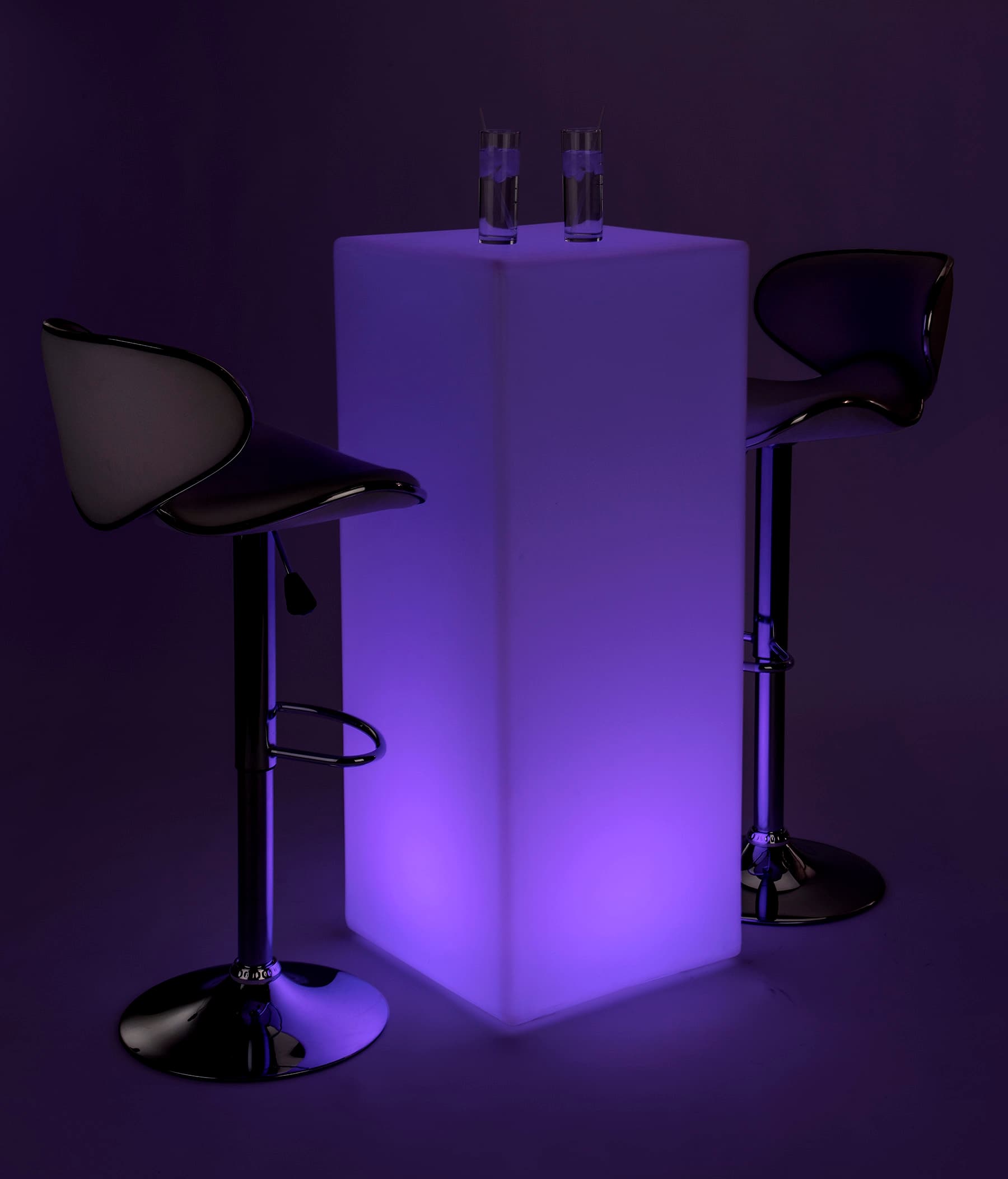 LED tall boy table set with 16 light color settings