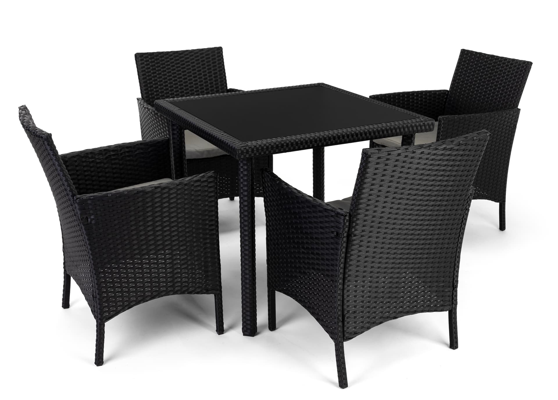 5 Piece rattan outdoor dining set includes table and 4 chairs