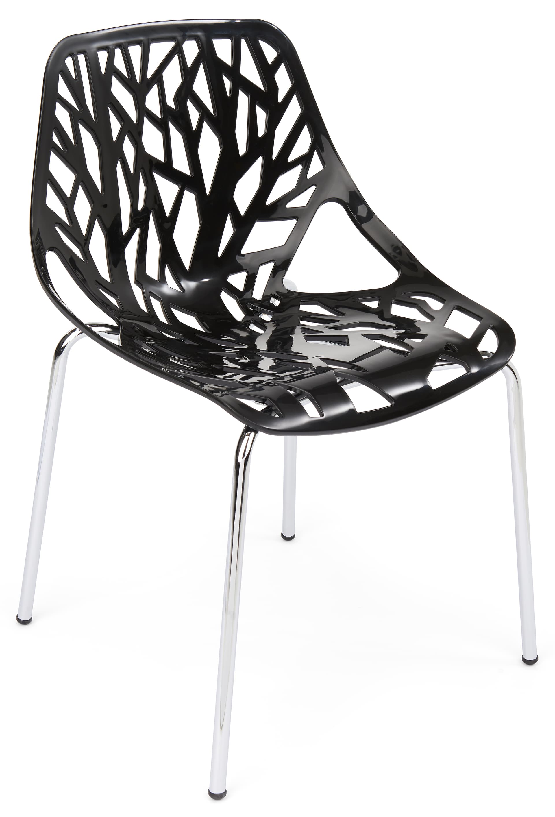 Cut-out tree design chair with stackable construction 