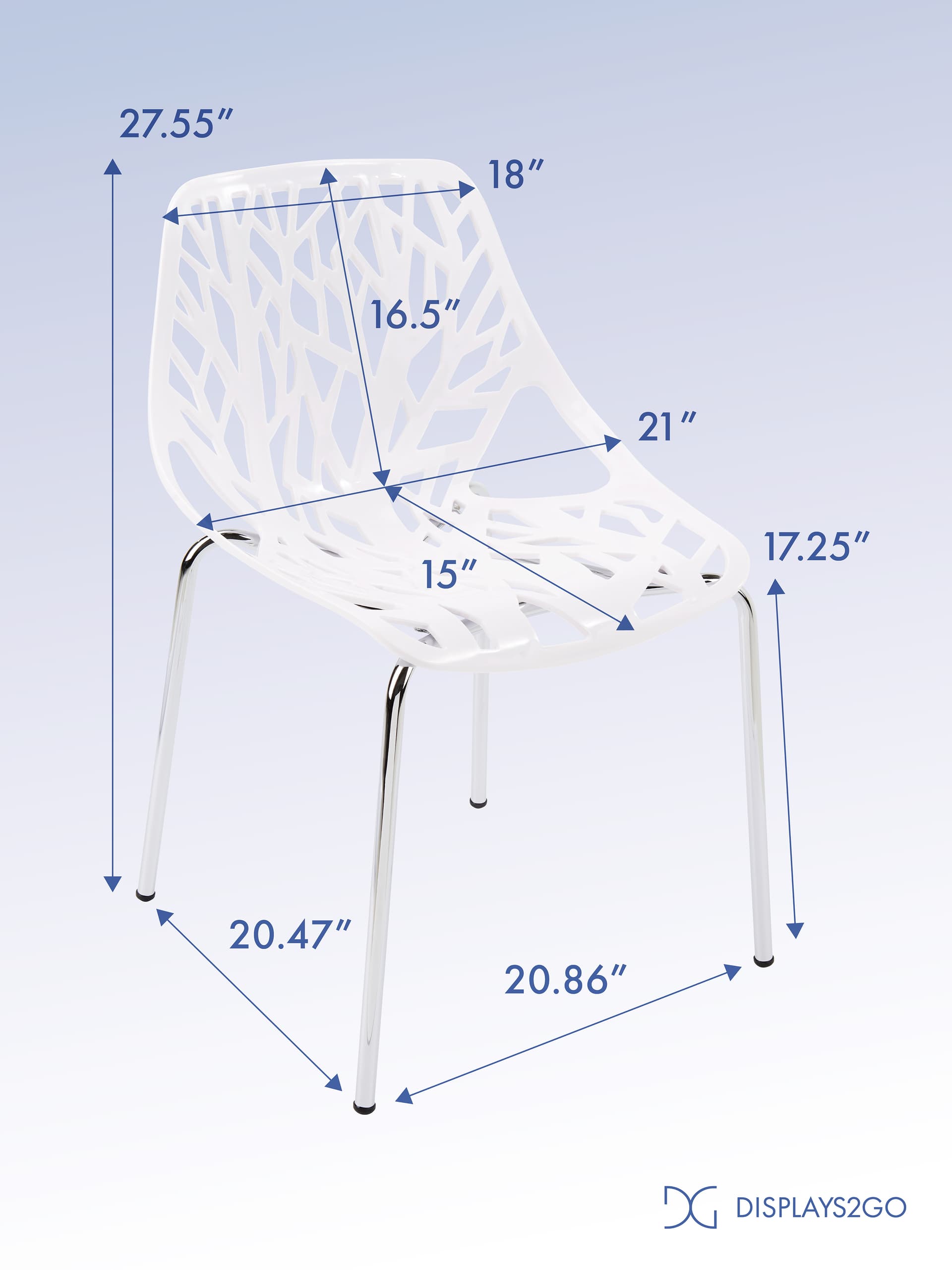 Cut-out tree design chair with comfortable curved back