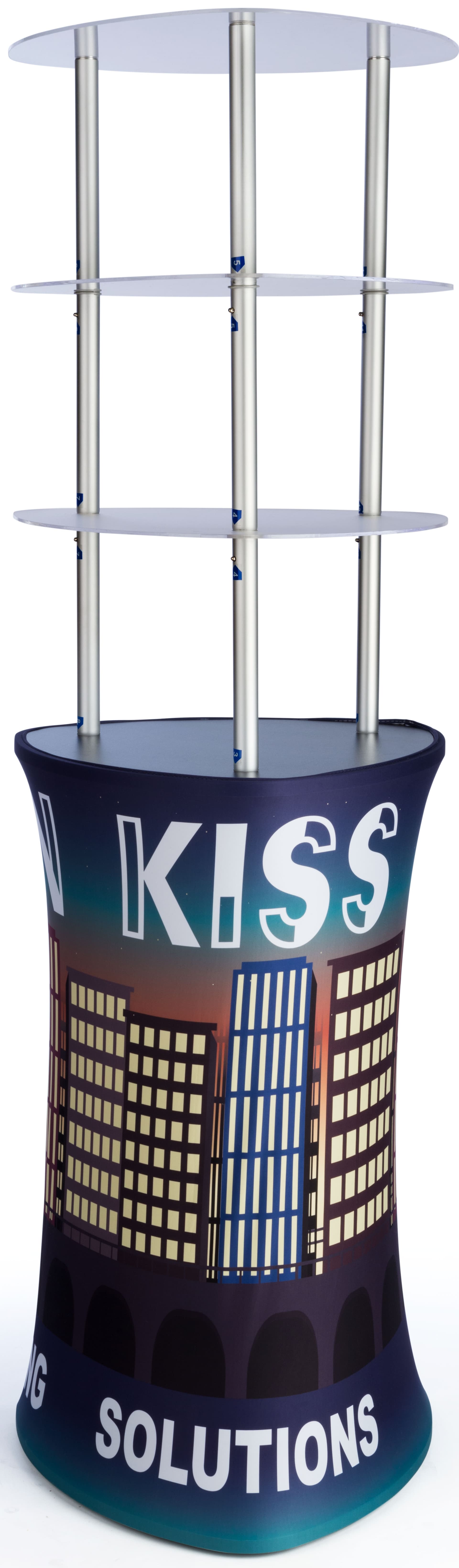 Promotion Graphic Tower Display with Shelving