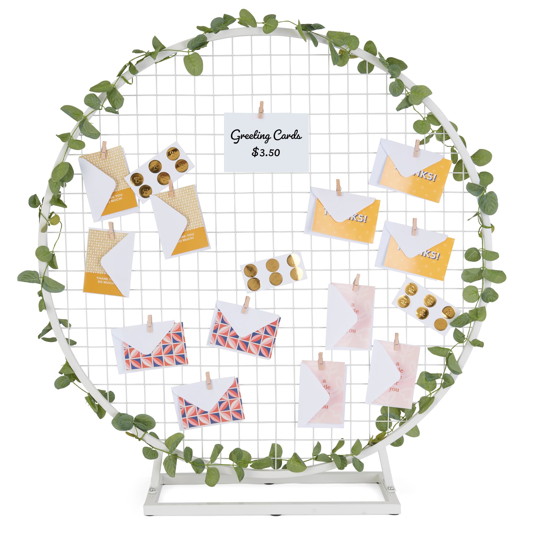 Tabletop wreath hoop with grid max weight capacity of 22 pounds