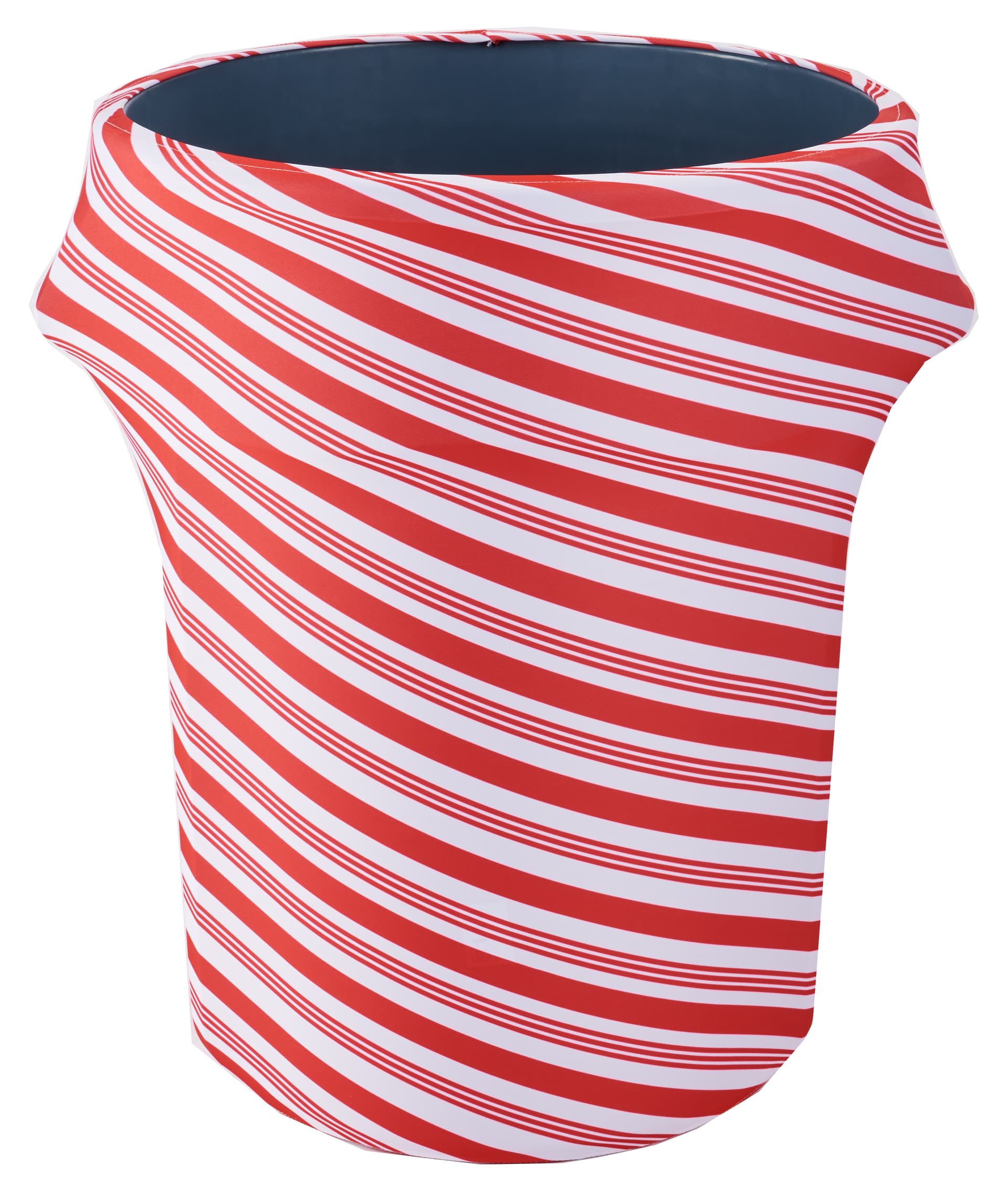Candy cane stretch trash can cover is reusable 