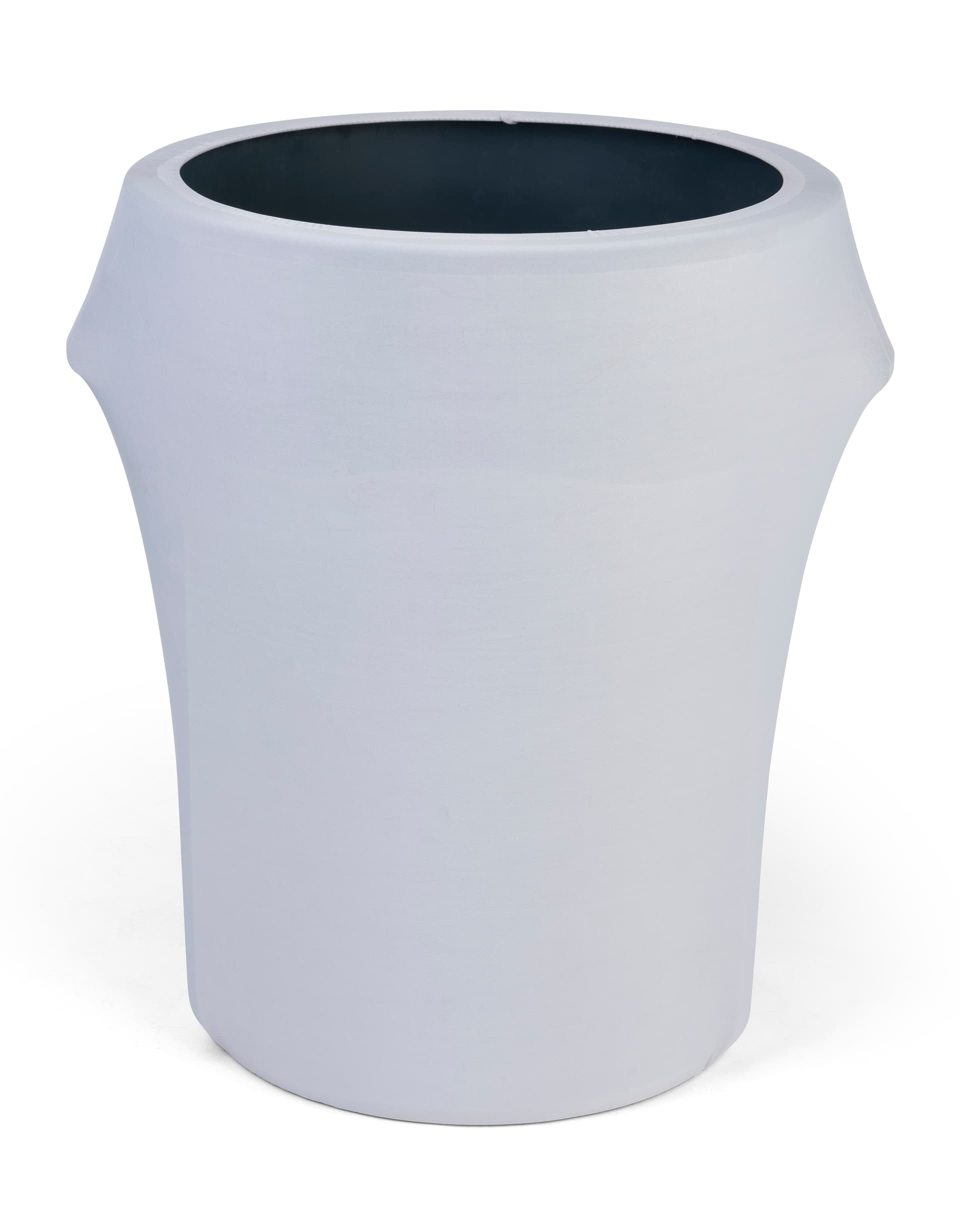 White spandex trash can covers fit 55 gallon waste barrels