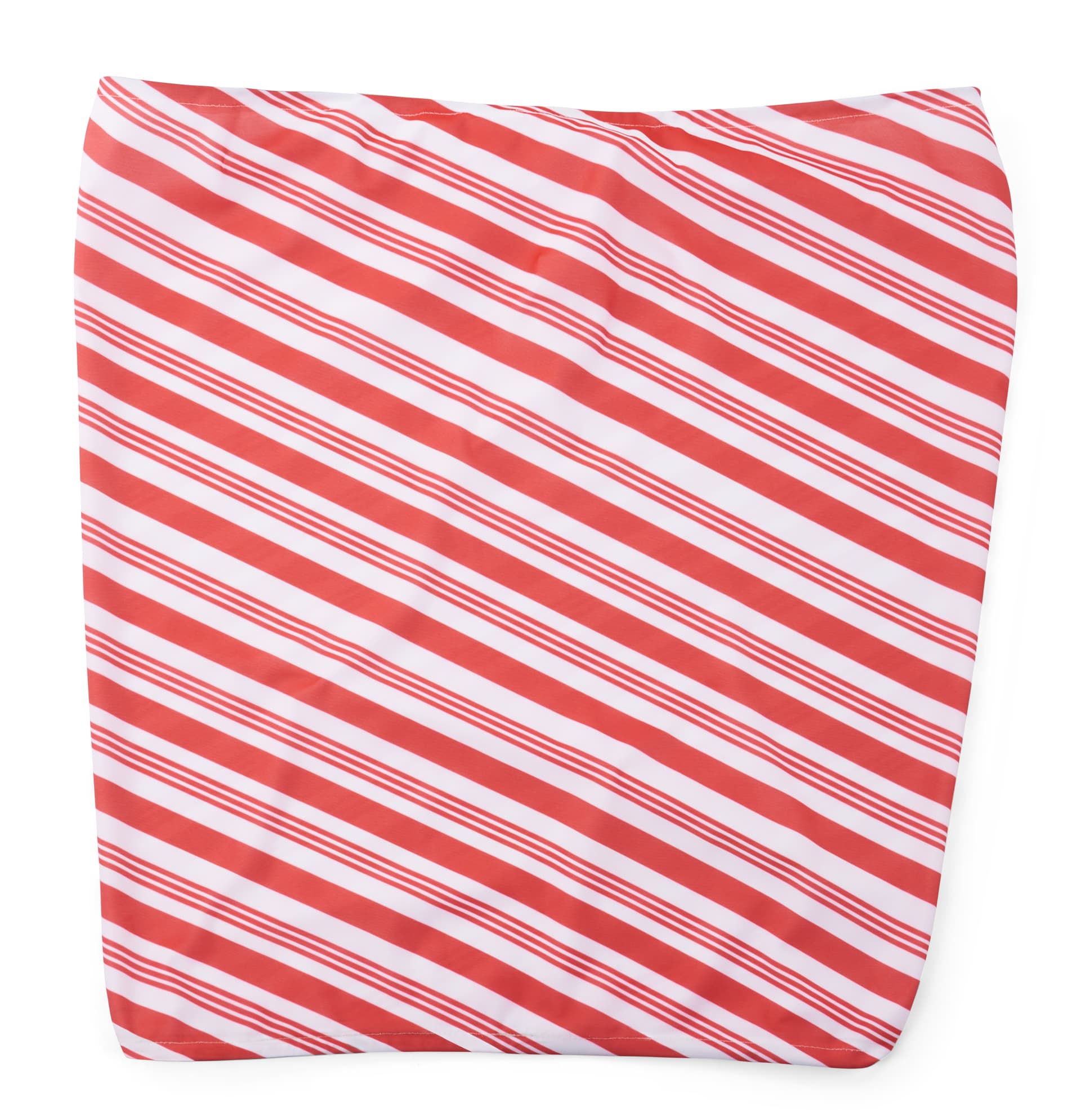 Candy cane stretch trash can cover is durable and long lasting 