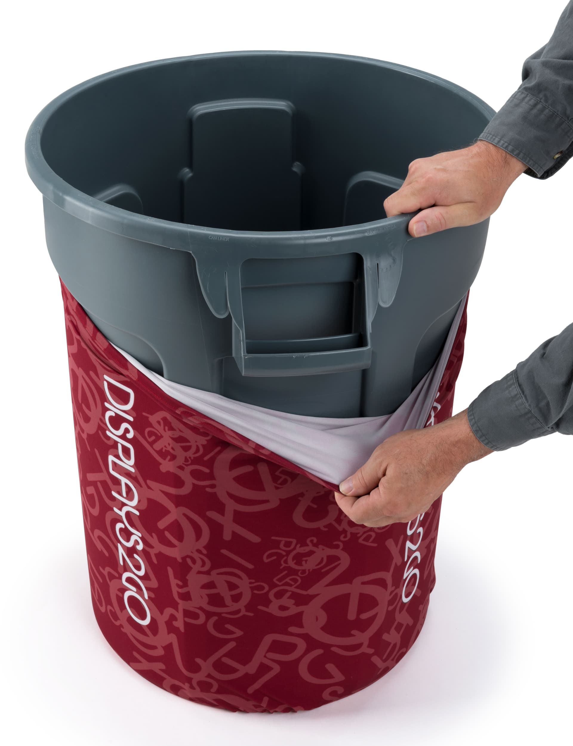 Printed 32-Gal Trash Barrel Cover with Contour Fit