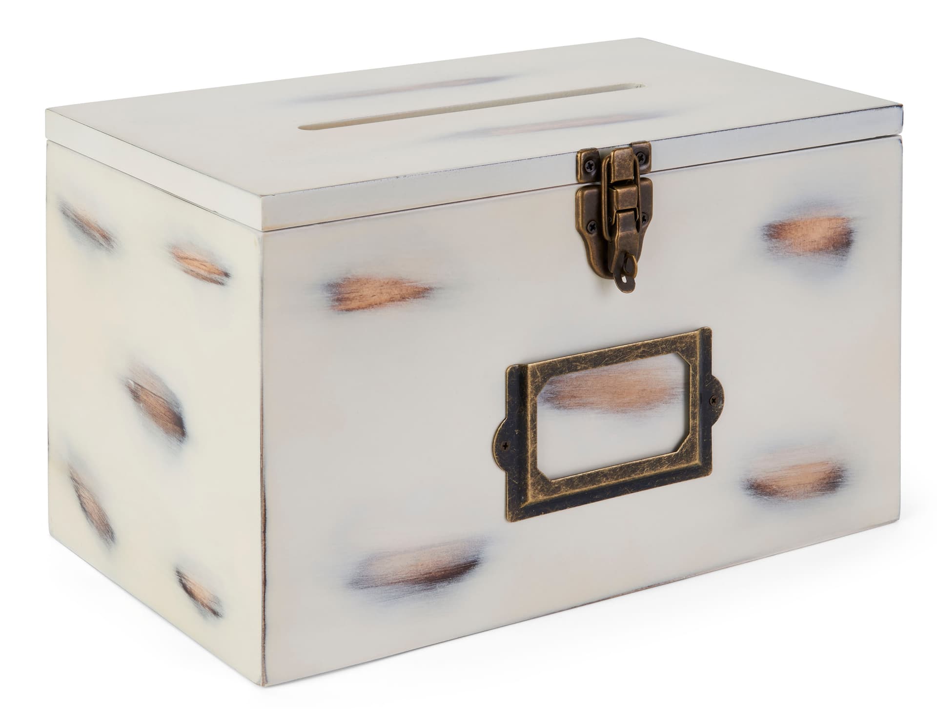 Wooden wedding card box with distressed finish 