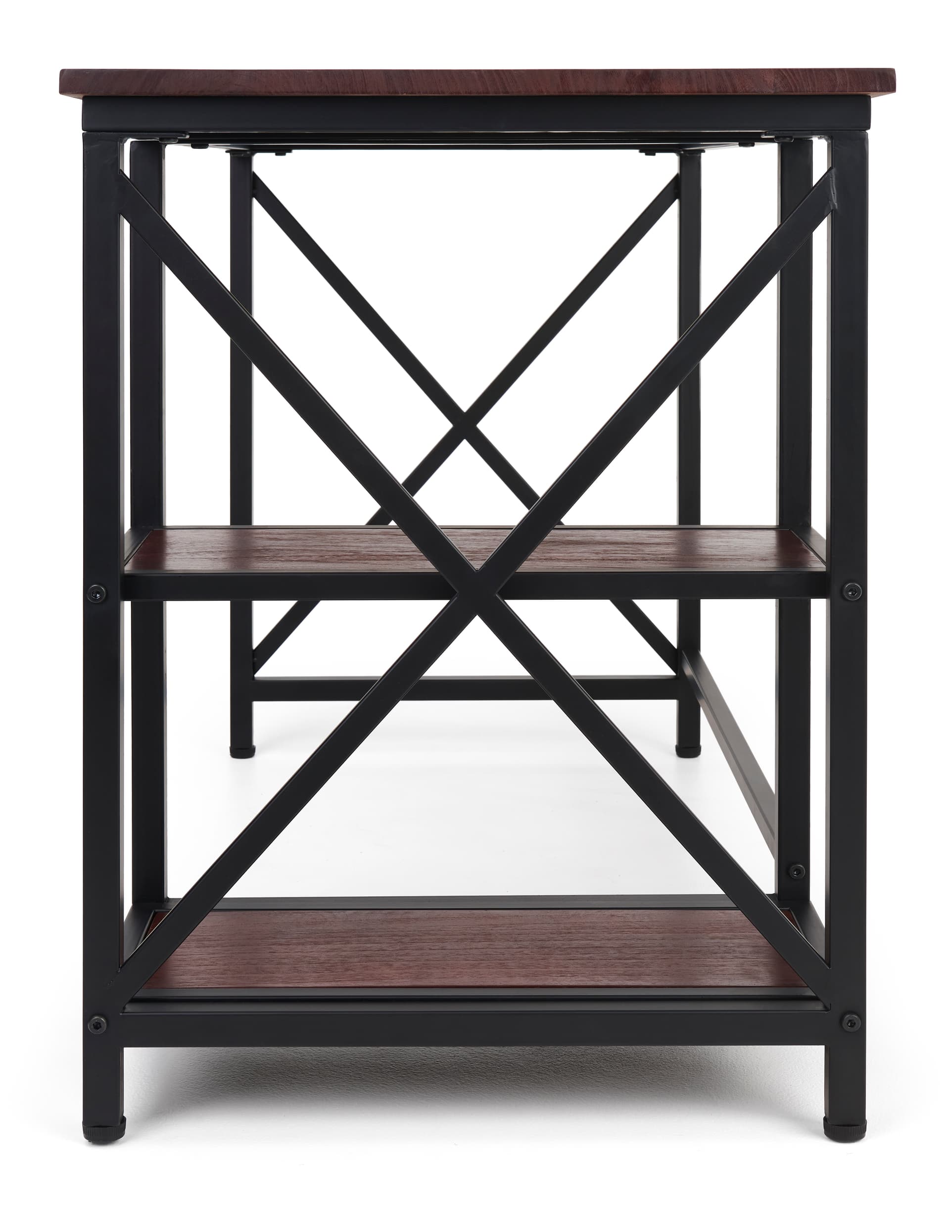 Industrial style computer desk with decorative x-sided design