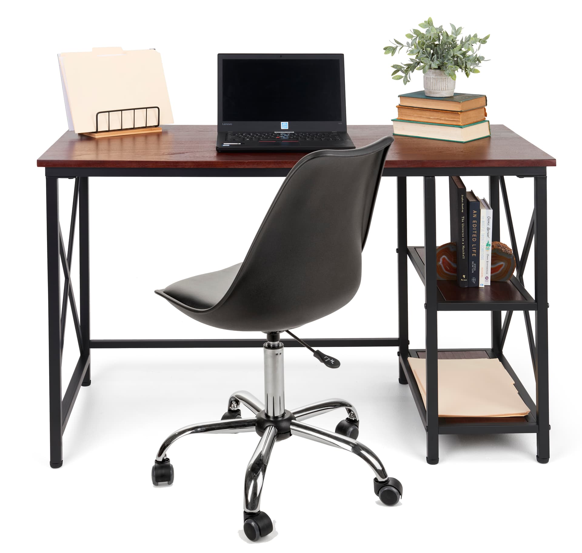 Industrial style computer desk with overall height of 30 inches