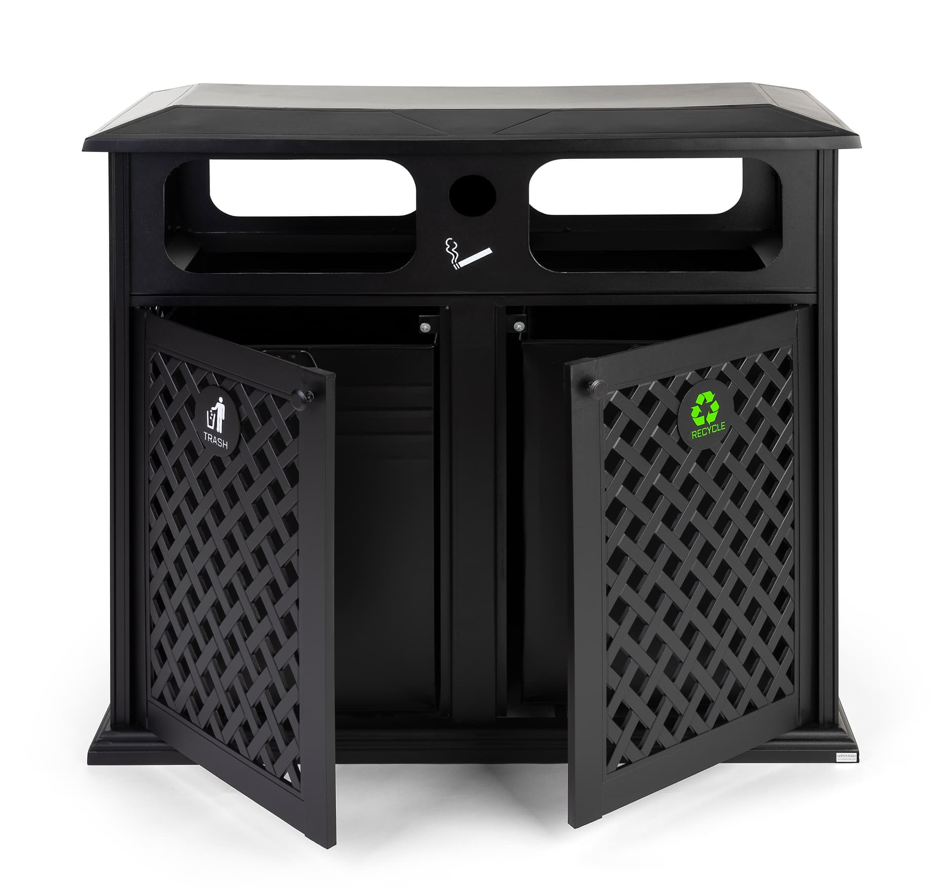 Dual outdoor waste bin with two easy removable trash bins