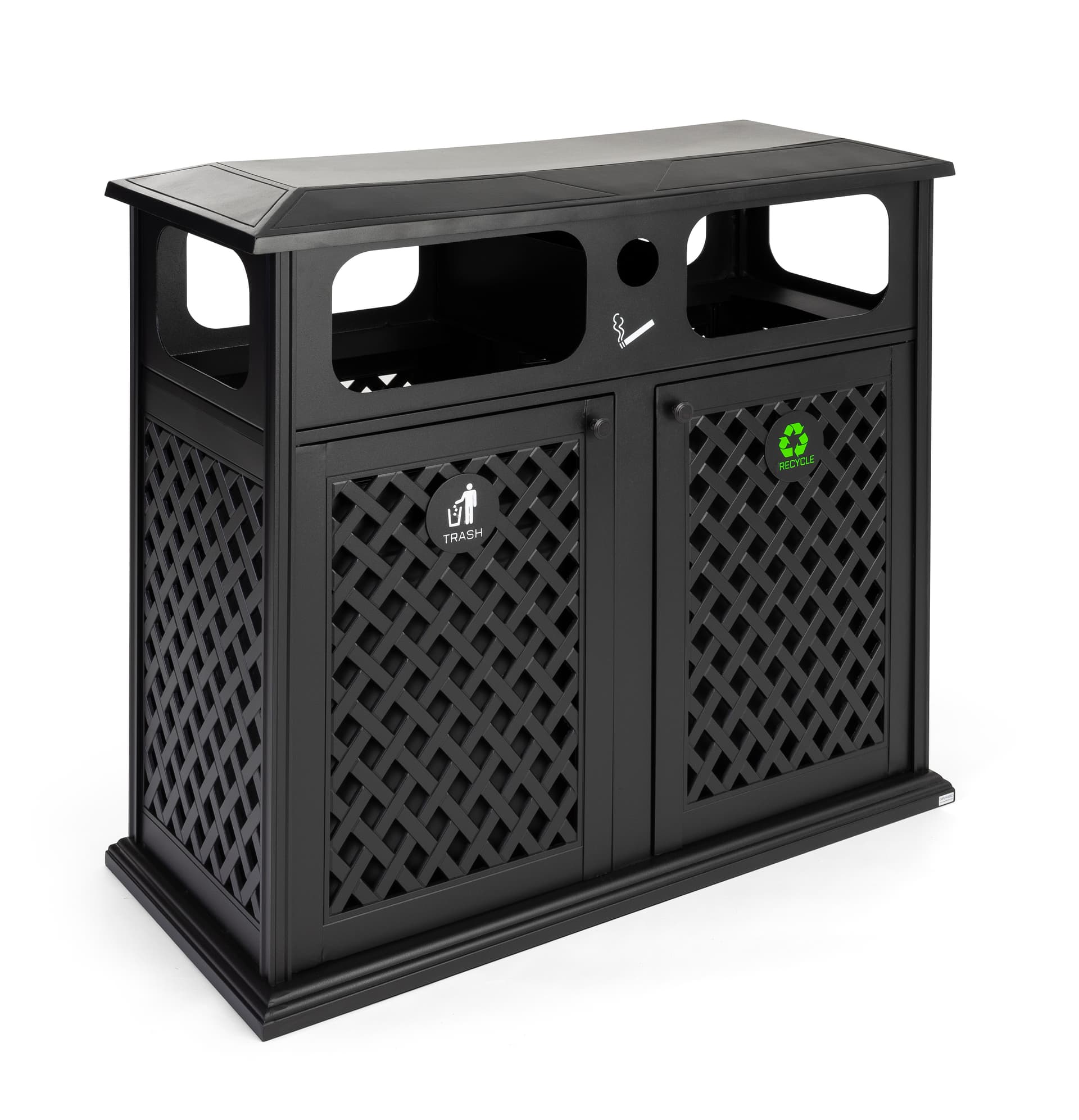 Dual outdoor waste bin manufactured in cast aluminium