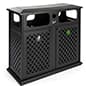 Dual 17 Gal Cast Aluminum Receptacle w/ Powder Coated Finish, Basket Weave - Black