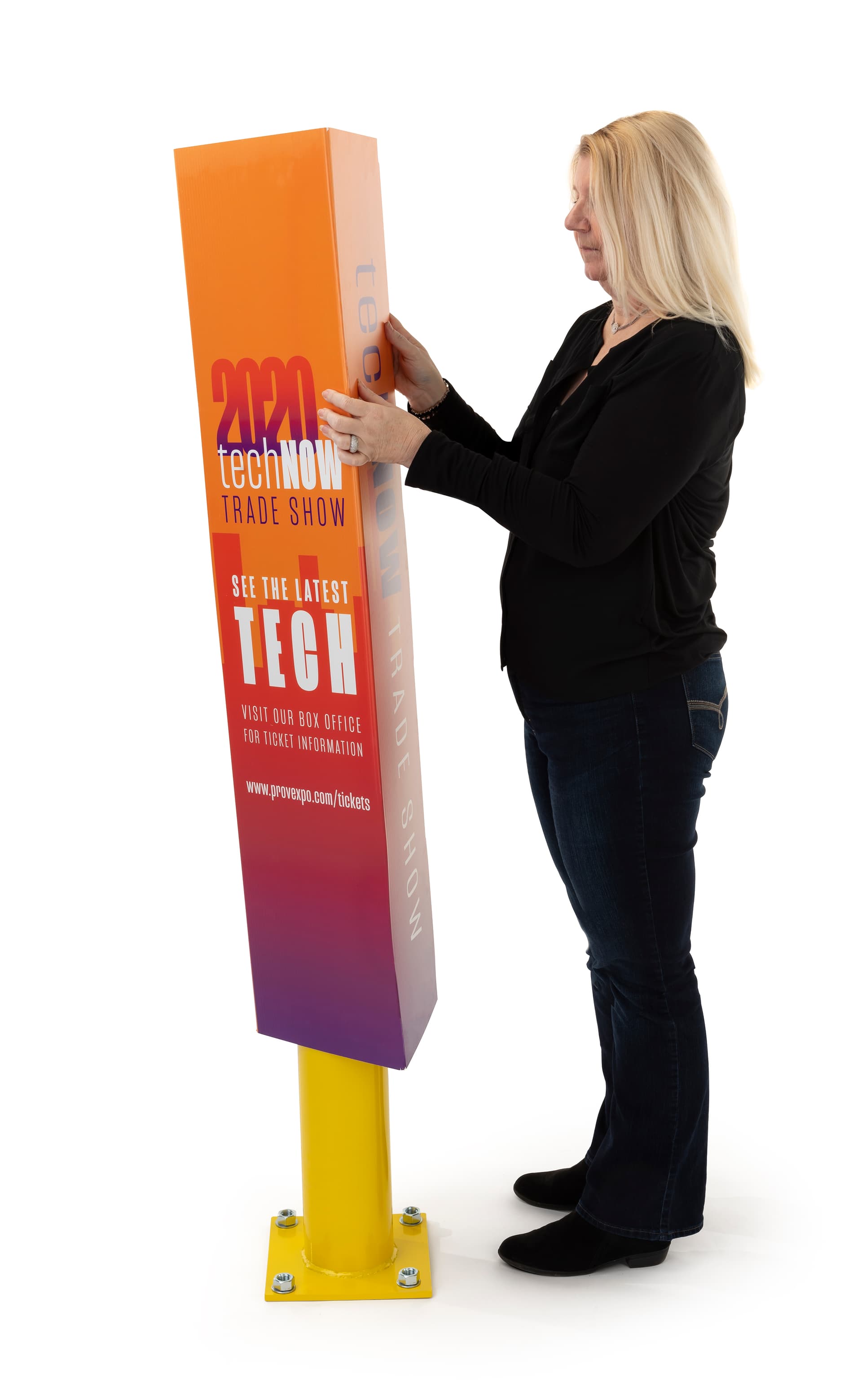 Triangle Marketing Bollard Cover with lightweight Coroplast construction