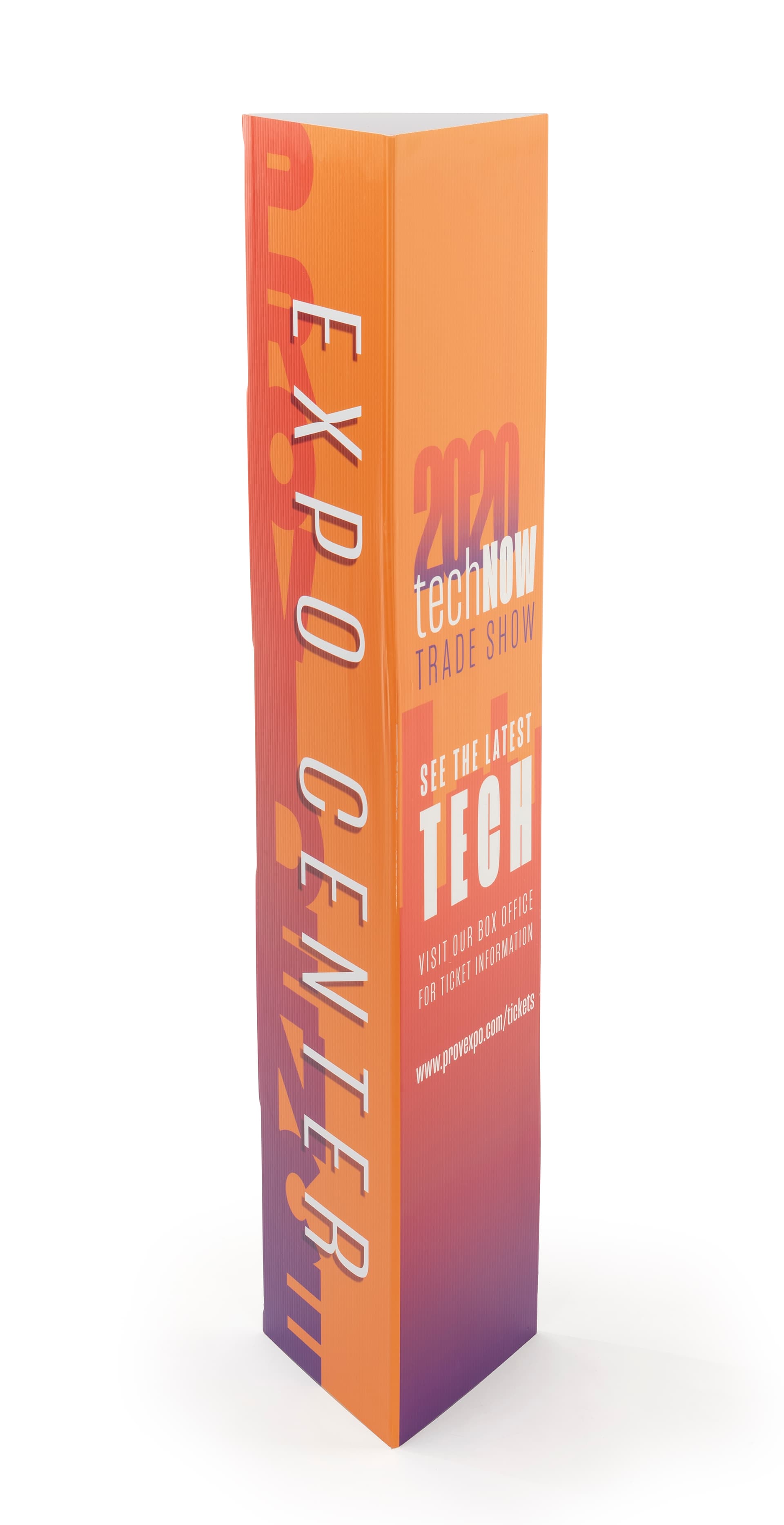 Triangle marketing bollard cover with three panel custom printing