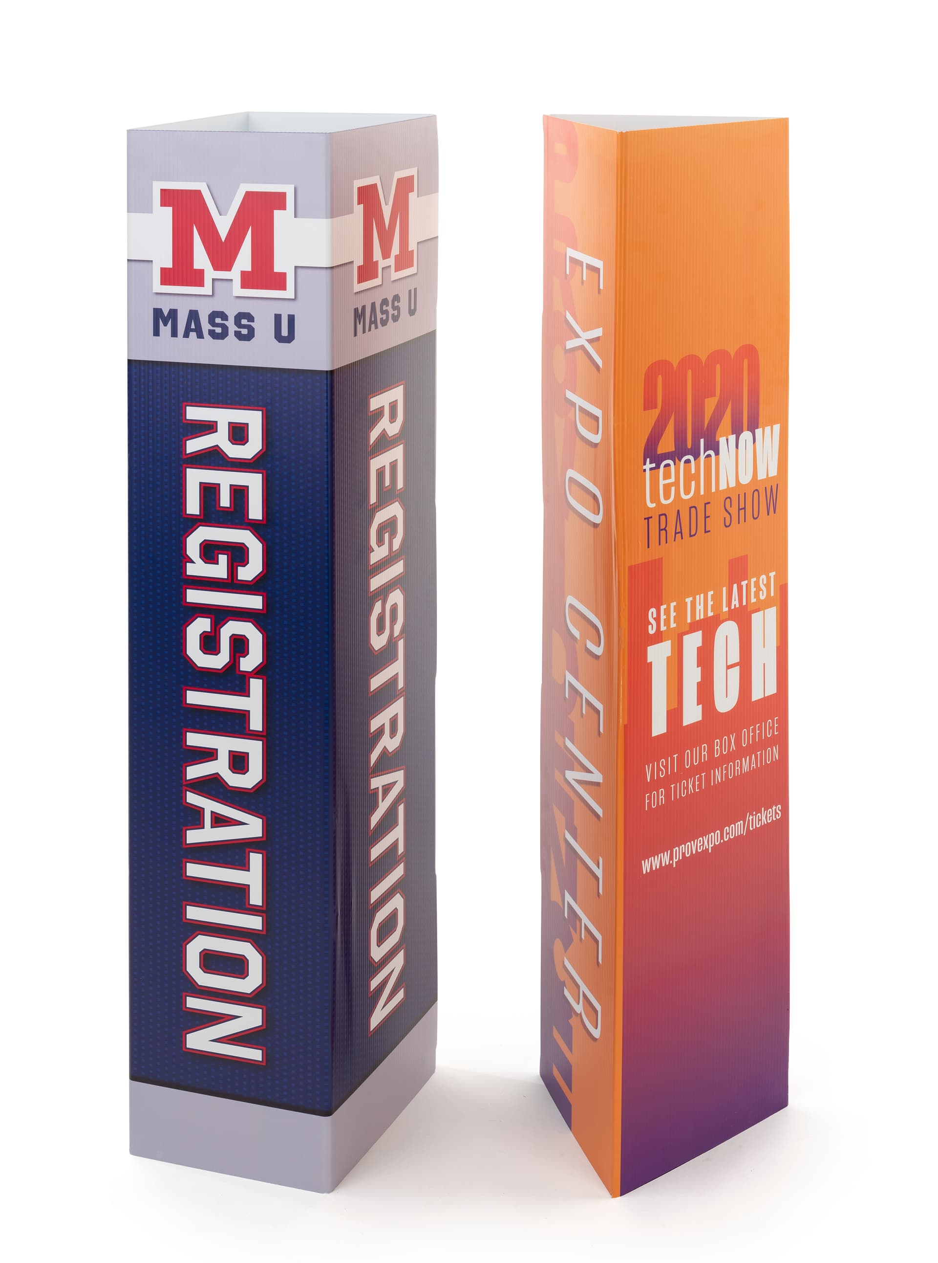 Triangle marketing bollard cover offer square and triangle shapes