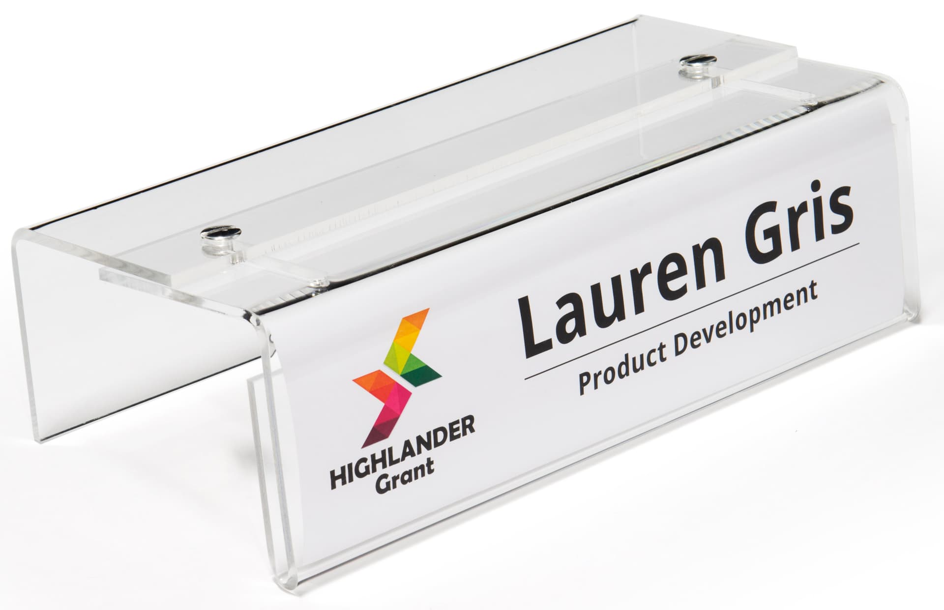 Adjustable acrylic cubicle name plate holder for 2.5" tall signage
