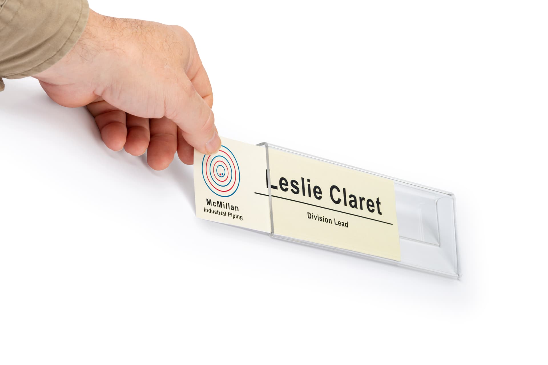 cubicle name plate with easily swappable tags