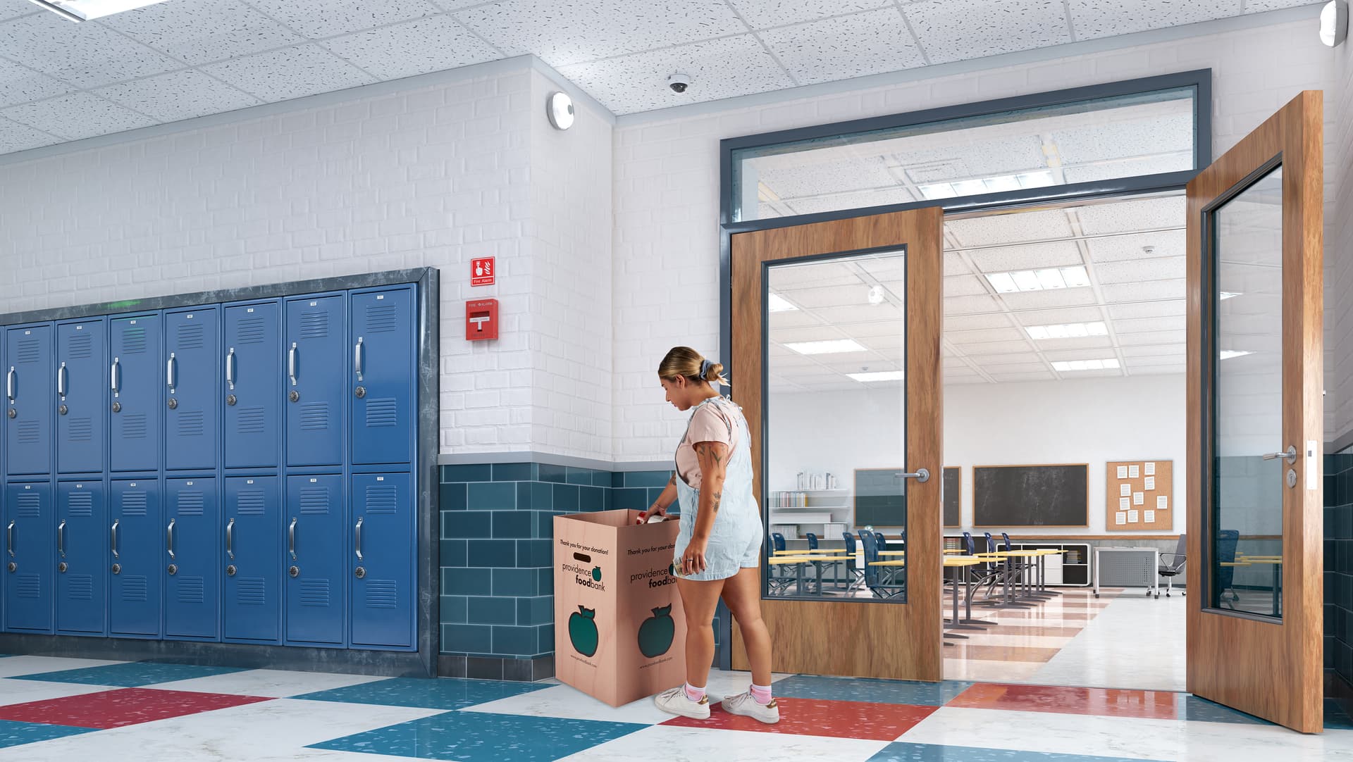 Disposable cardboard trash bin is great for donations 