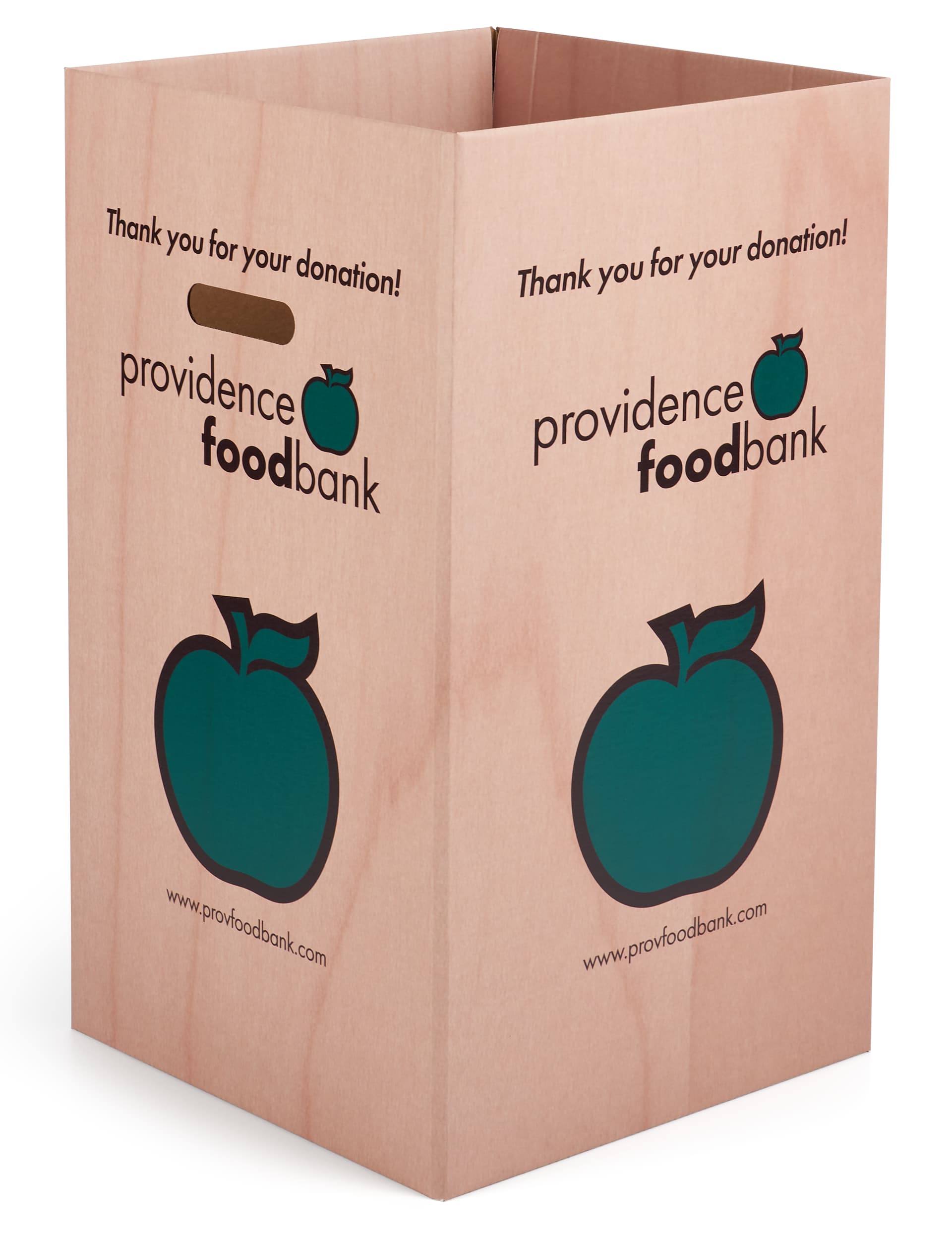 Disposable cardboard trash bin with custom printed graphics 